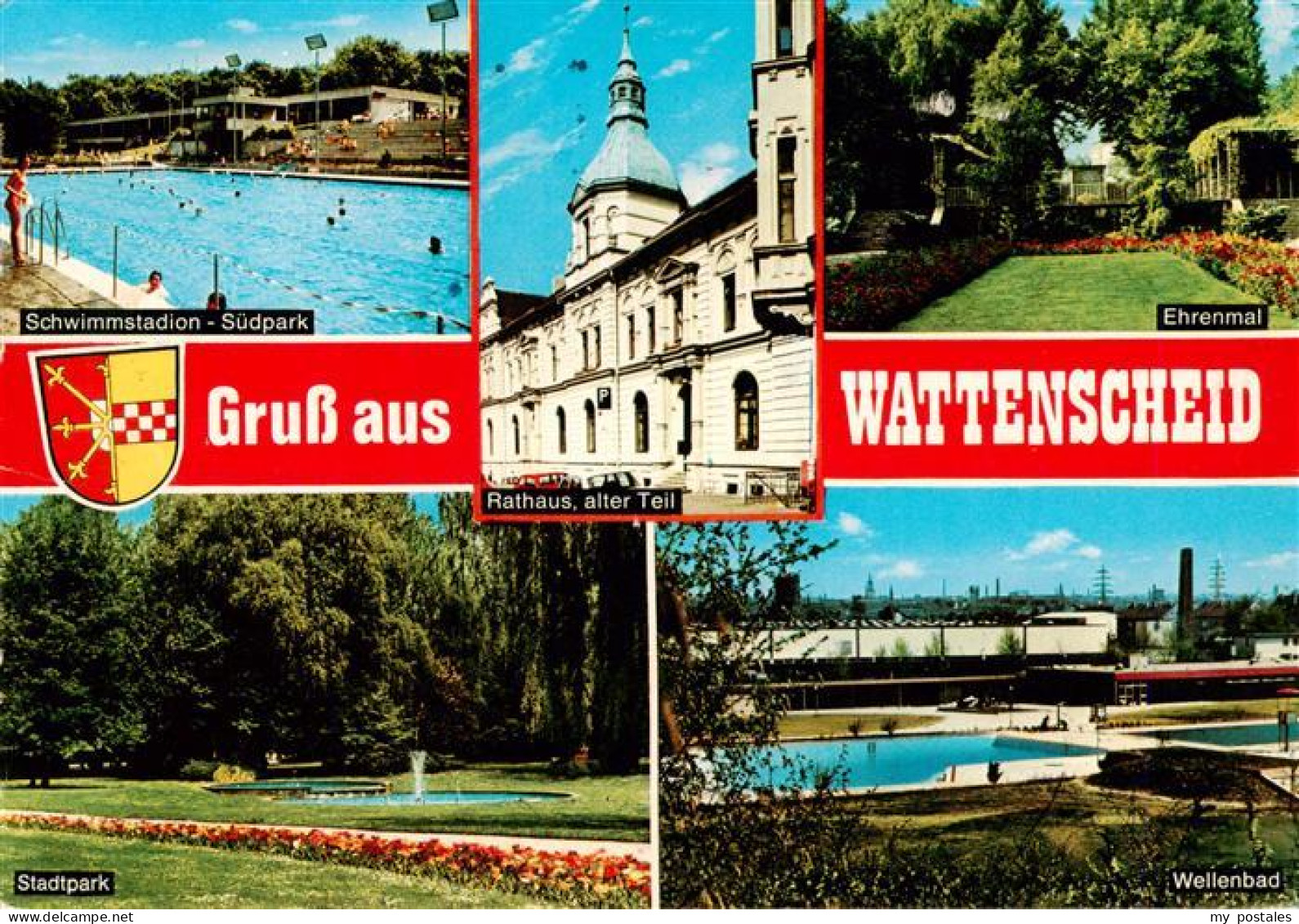 73936328 Wattenscheid Schwimmstadion Rathaus Alter Teil Ehrenmal Stadtpark Welle - Bochum