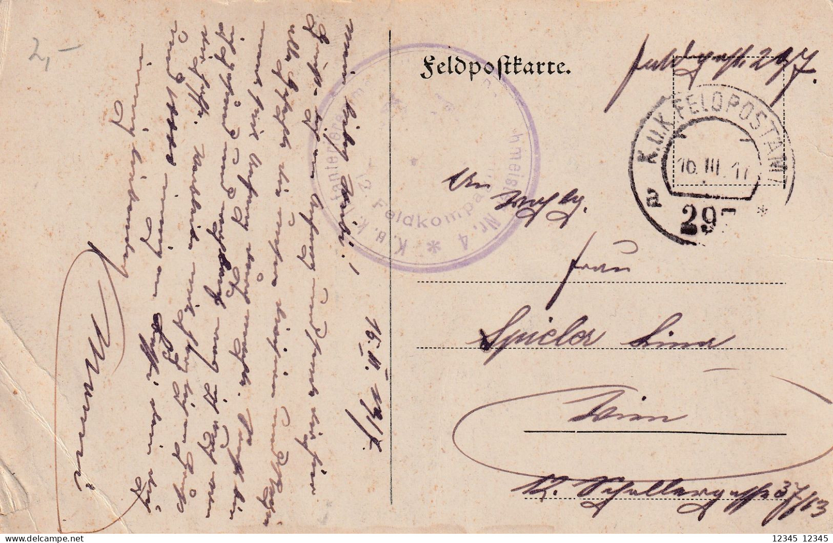 Postcard 1917, K.u.K. Feldpostamt (infanterieregiment) - Weltkrieg 1914-18