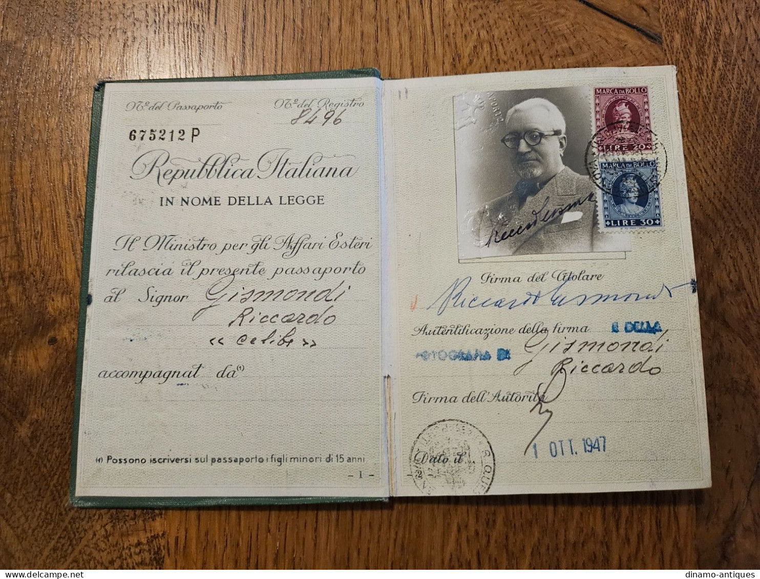 1947 Italy Passport Passeport Issued In Genova For Travel To Switzerland Norwaay Denmark - Documents Historiques