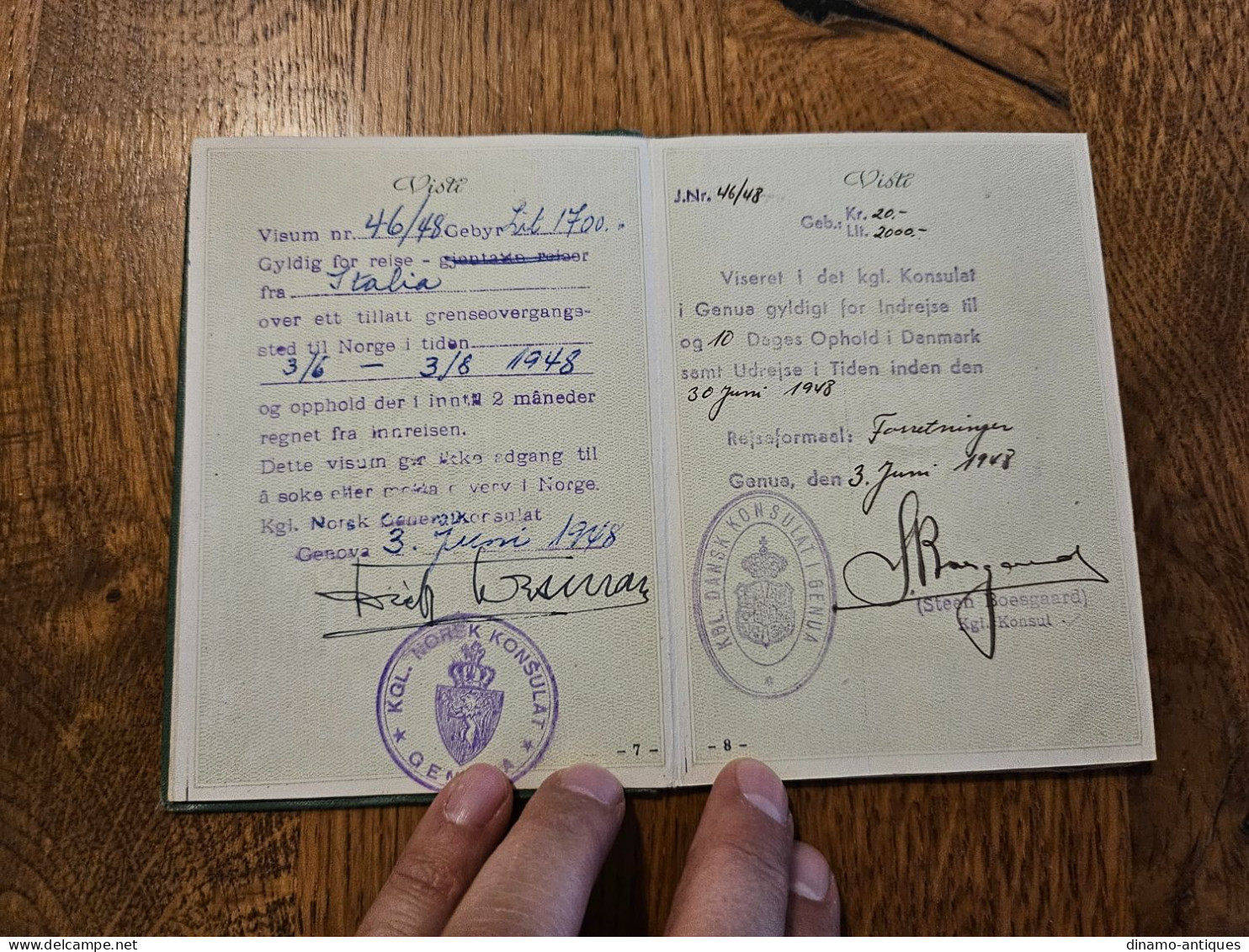1947 Italy Passport Passeport Issued In Genova For Travel To Switzerland Norwaay Denmark - Historical Documents
