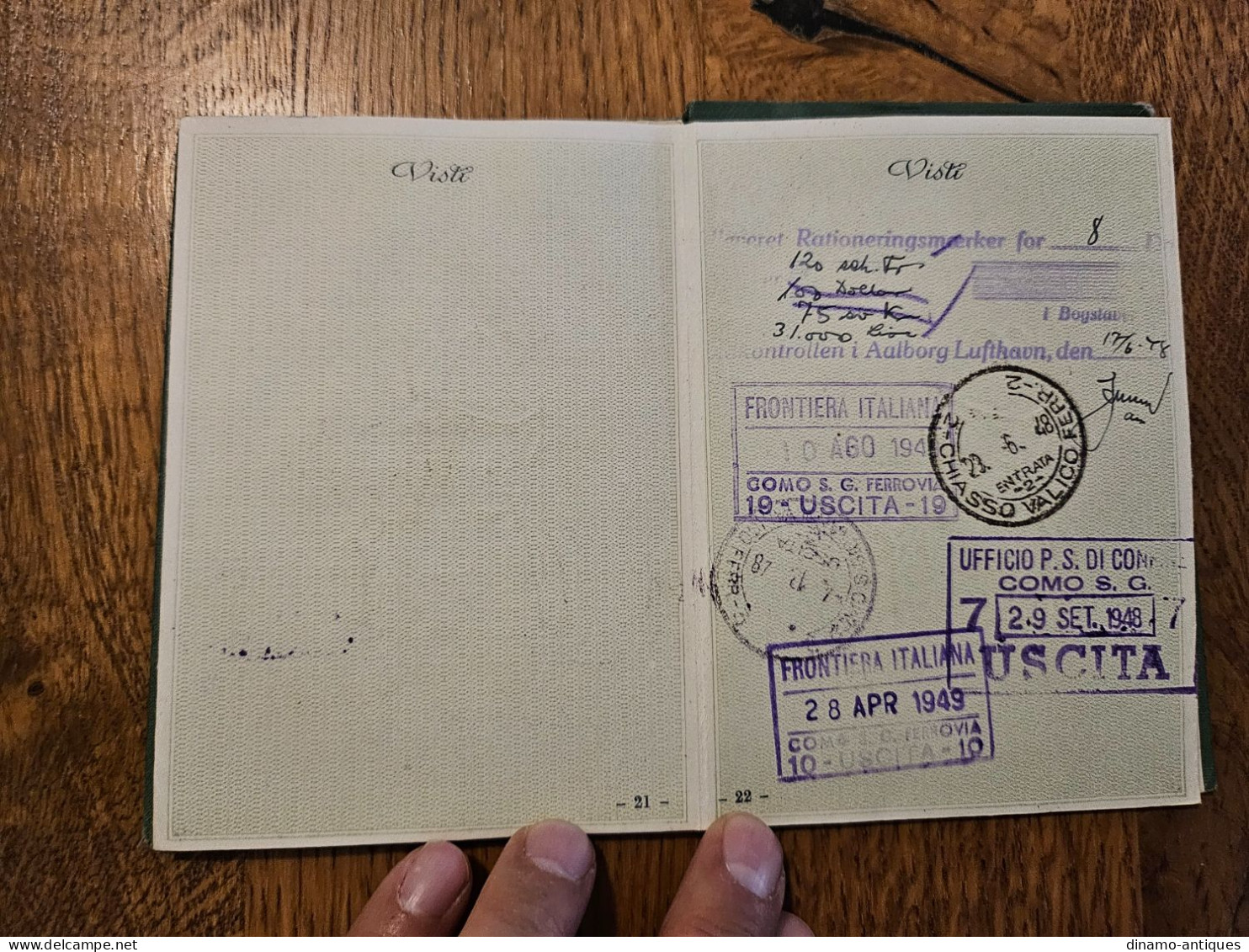 1947 Italy passport passeport issued in Genova for travel to Switzerland Norwaay Denmark