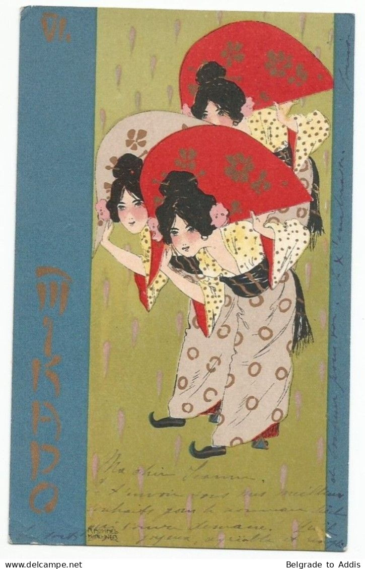 Raphael Kirchner Art Nouveau Mikado Oude Postkaart Carte Postale CPA 1900 - Kirchner, Raphael