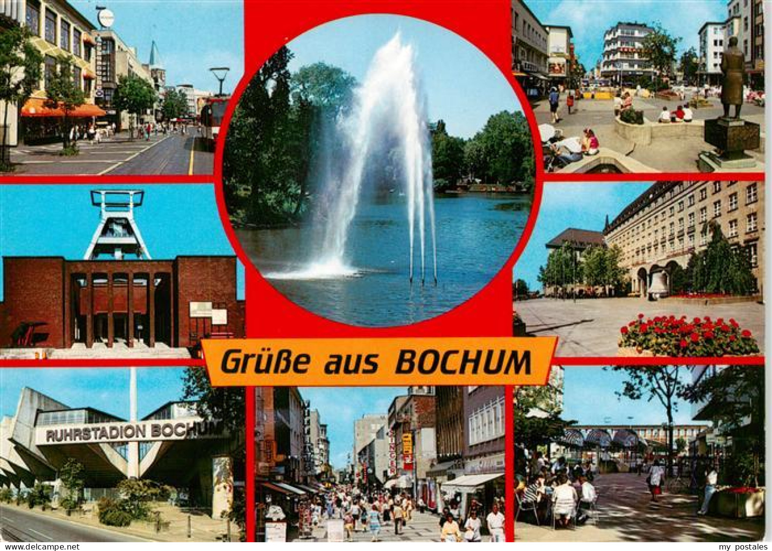 73936287 Bochum Strassenpartie Fontaene Zeche Ruhrstadion Fussgaengerzonen - Bochum
