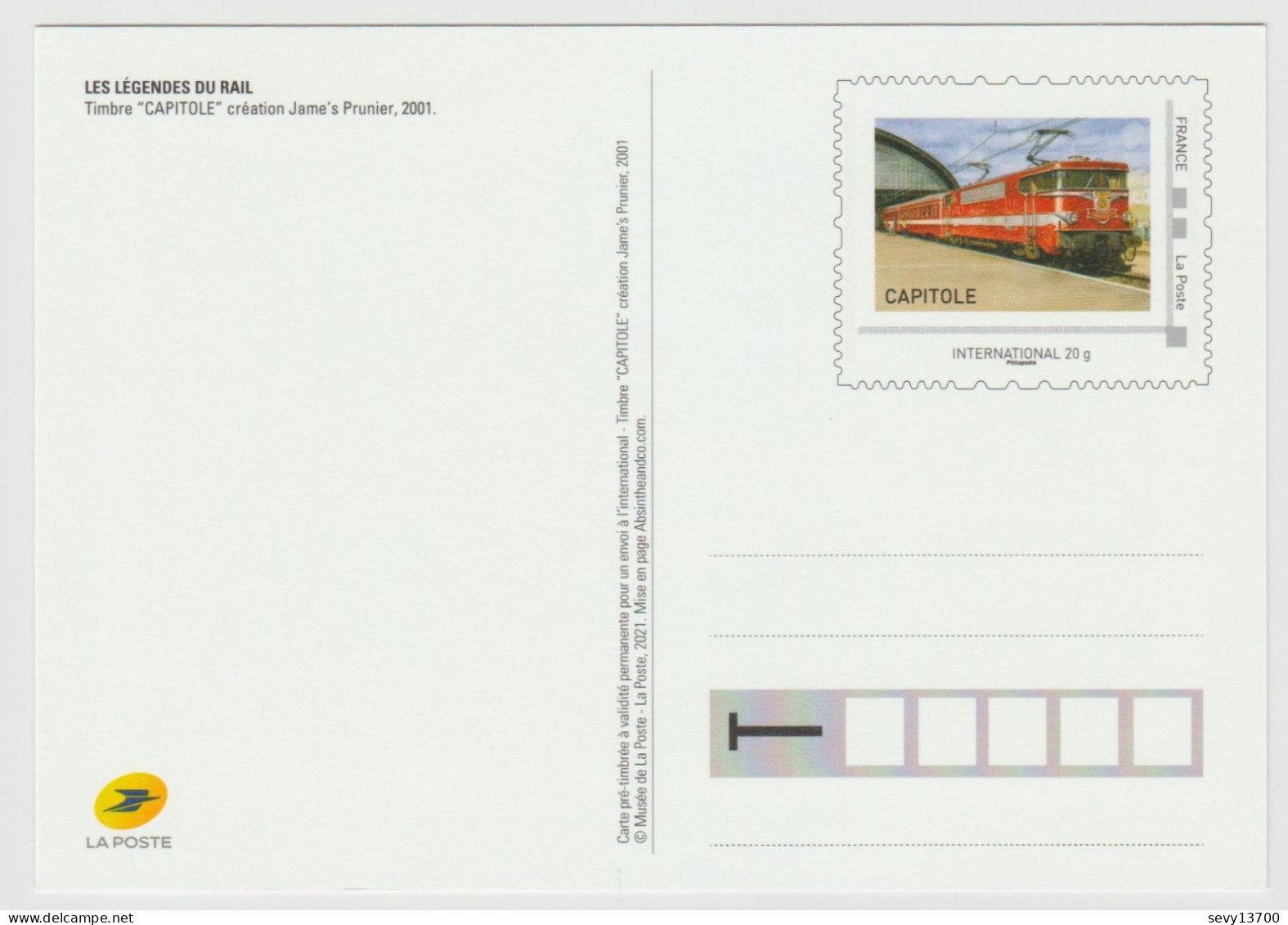 PAP Entier Postal Validité Internationale La Poste 2022 Légendes Du Rail Train Le Capitole - Listos A Ser Enviados: Otros (1995-...)