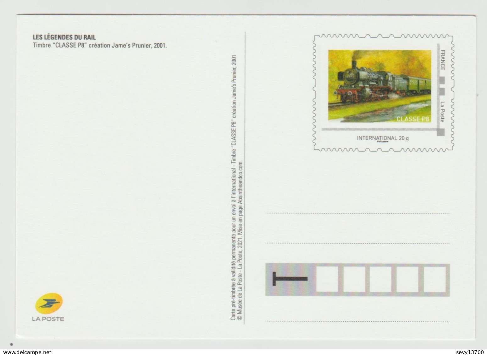 4 PAP Entier Postal Validité internationale La Poste 2022 Légendes du rail Train Crampton