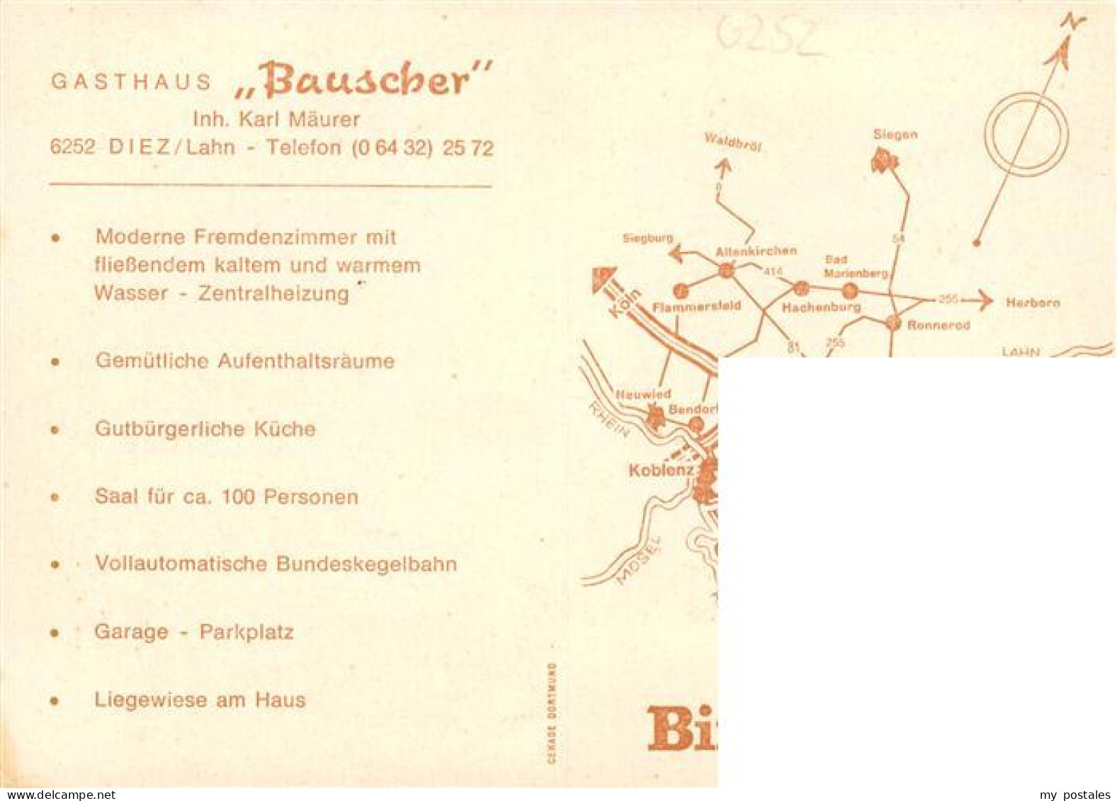 73936215 Diez_Lahn Gasthaus Bauscher Gastraeume Kegelbahn - Diez