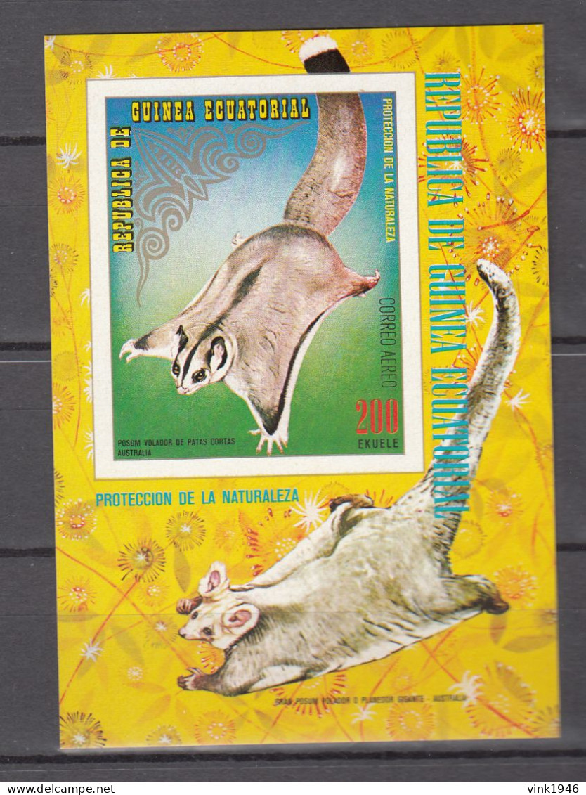 Eq Guinea 1976,1V In Block,IMPERF,flying Possum,MNH/Postfris(L4455) - Gibier