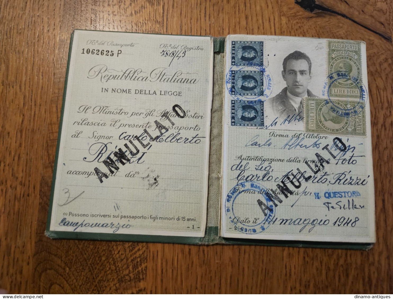 1948 Italy Passport Passeport Issued In Genova For Travel To Switzerland Norway Denmark Sweden Revenues Fiscal - Historische Dokumente