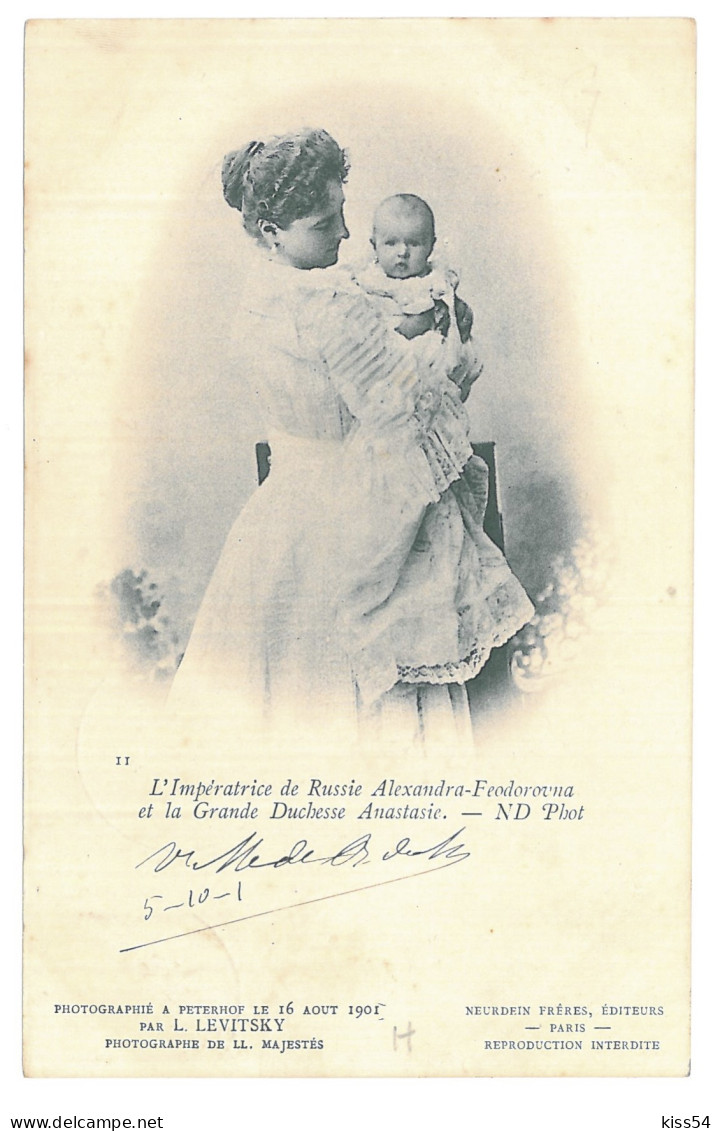 RUS 998 - 15441 Empress Alexandra-Feodorovna And The Grand Duchess Anastasia, Litho, Russia - Old Postcard - Used - 1901 - Russia