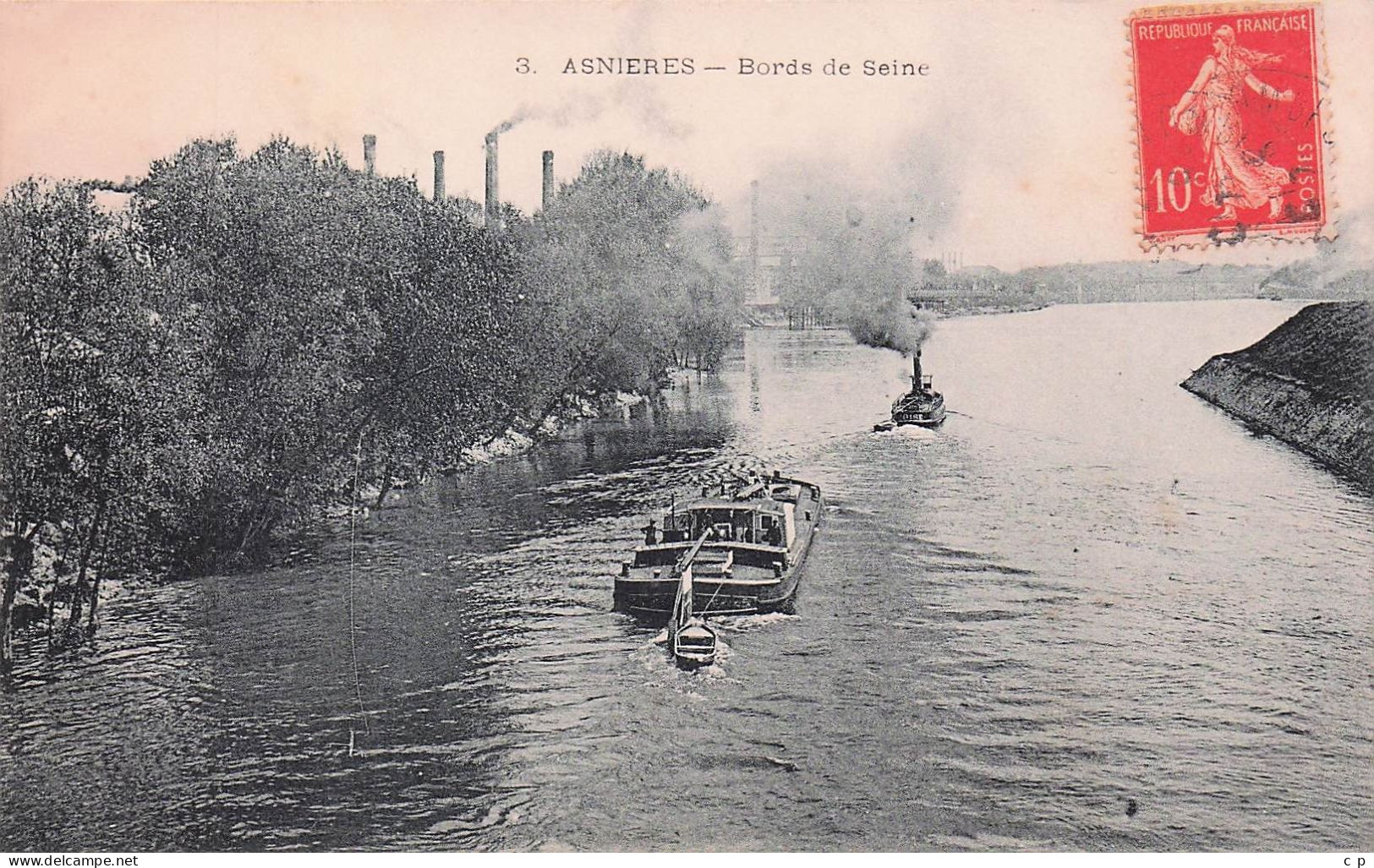 Asnieres Sur Seine - Peniche - Remorqueur - La Seine  -  CPA°J - Asnieres Sur Seine