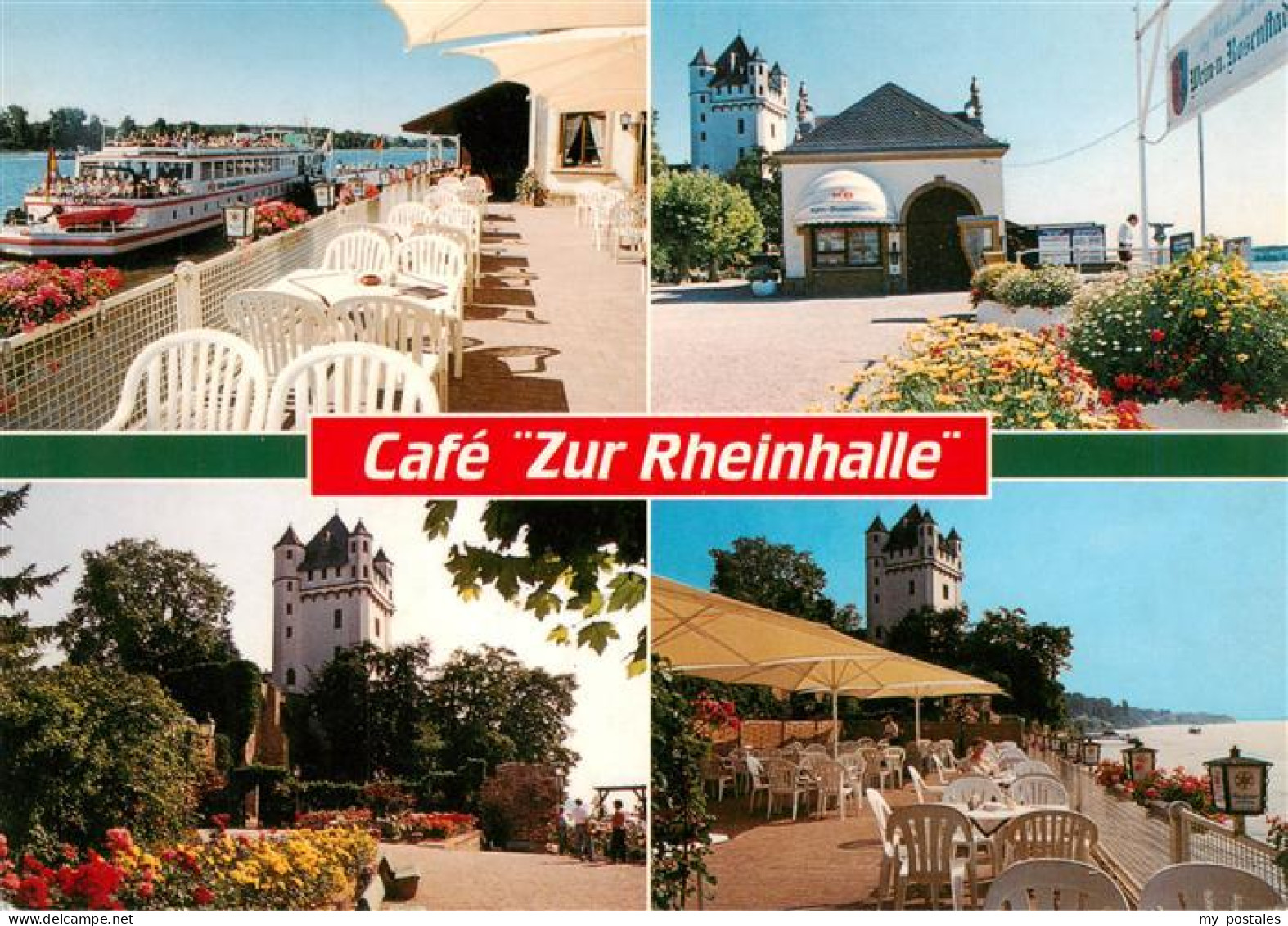 73936137 Eltville_Rhein Anlegestelle Kurfuerstliche Burg Cafe Zur Rheingauhalle  - Eltville