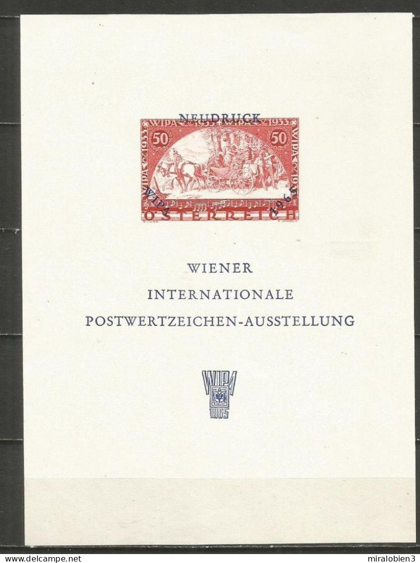Austria, Neudruck Wiener Intern. Postwertzeichen Austellung Wipa 1965 * - Erinnophilie