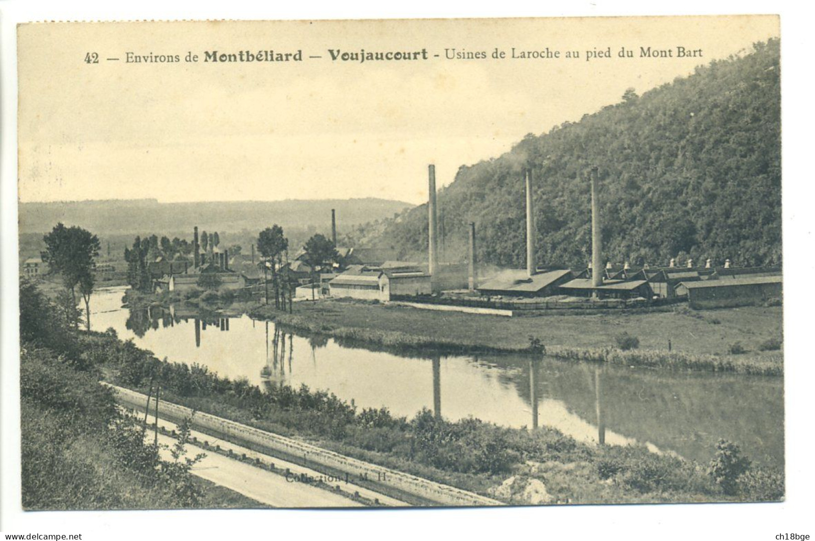 CPA 25 Doubs - VOUJAUCOURT Environs MONBELIARD - Les Usines De La Roche Au Pied Du Mont Bart - Rare Cachet Convoyeur - Montbéliard