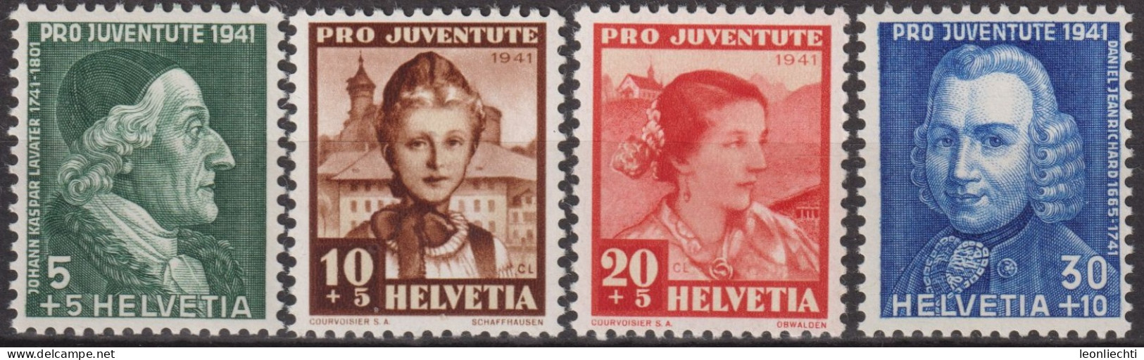 1941 Schweiz Pro Juventute ** Mi:CH 399-402 Yt:CH 371-374, Zum:CH J97-J100, Lavater+Jeanrichards+Trachtenfrauen - Ungebraucht