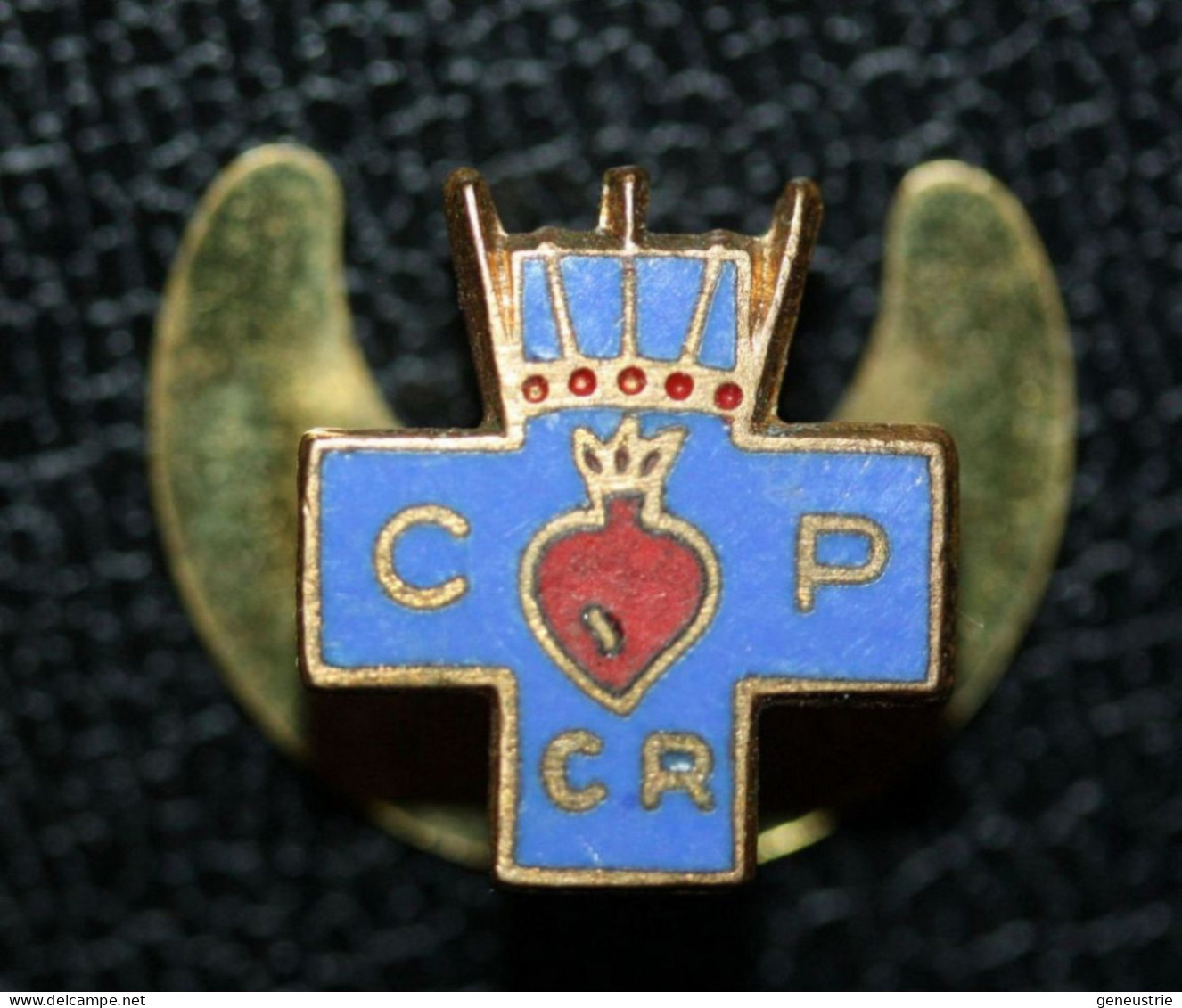 WW1 Broche Religieuse - Porte-bonheur De Poilu 14/18 "Croix Bleue - Sacré Coeur" Religious Brooch - Augis à Lyon WWI - Godsdienst & Esoterisme