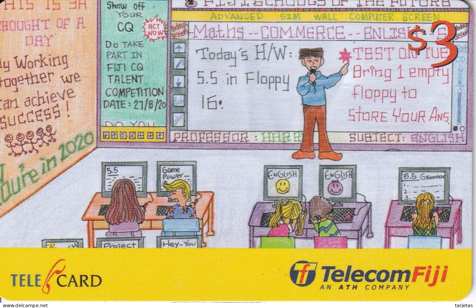 TARJETA DE FIJI DE $3 DE DIBUJOS INFANTILES - Fidschi