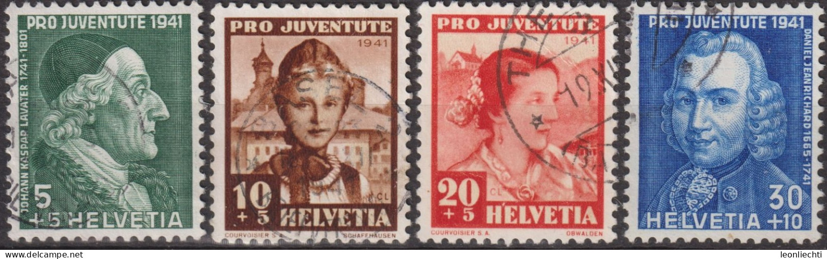 1941 Schweiz Pro Juventute ° Mi:CH 399-402 Yt:CH 371-374, Zum:CH J97-J100, Lavater+Jeanrichards+Trachtenfrauen - Gebraucht