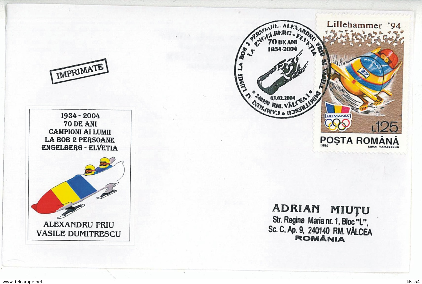 COV 66 - 221 BOBSLEIGH, Romania - Cover - Used - 2004 - Invierno