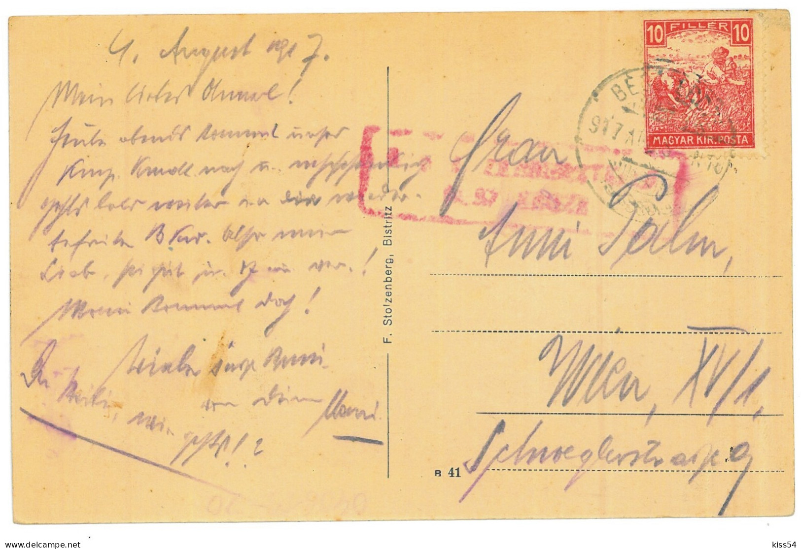 RO 09 - 20503 BISTRITA, Romania - Old Postcard, CENSOR - Used - 1917 - Roemenië