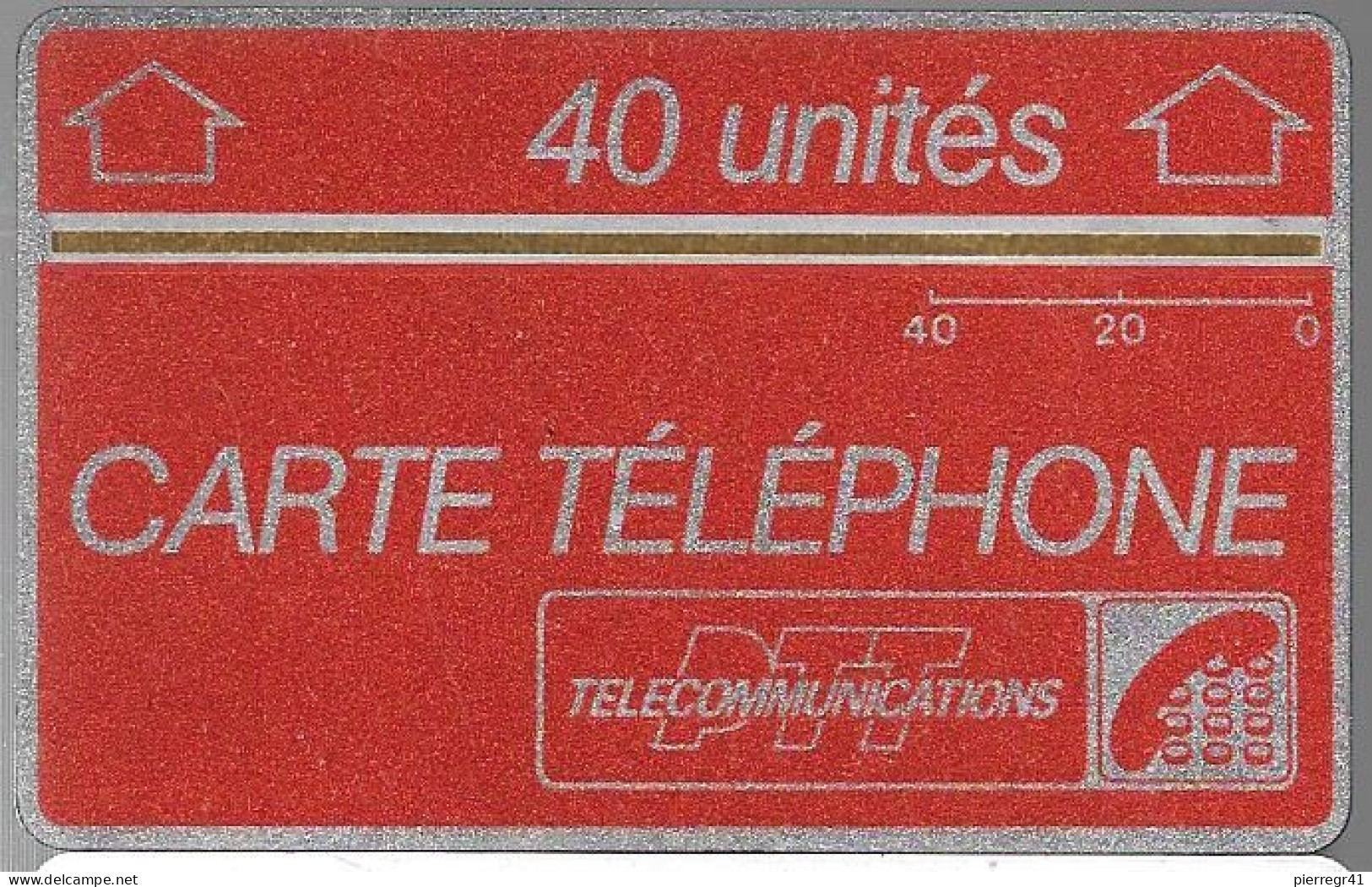 CARTE²°-HOLOGRAPHIQUE-40U-A 17-ROUGE Bande Blanche 1.5m/m-N° Endroit -Série F6461001-Non Utilisé-TBE-RARE - Hologrammkarten