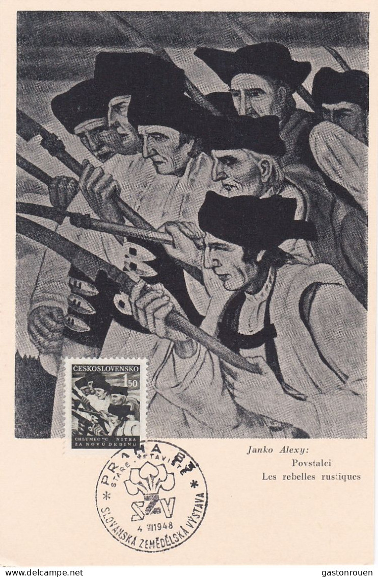 Carte Maximum Tchécoslovaquie 1948 471 Les Rebelles Rustiques - FDC