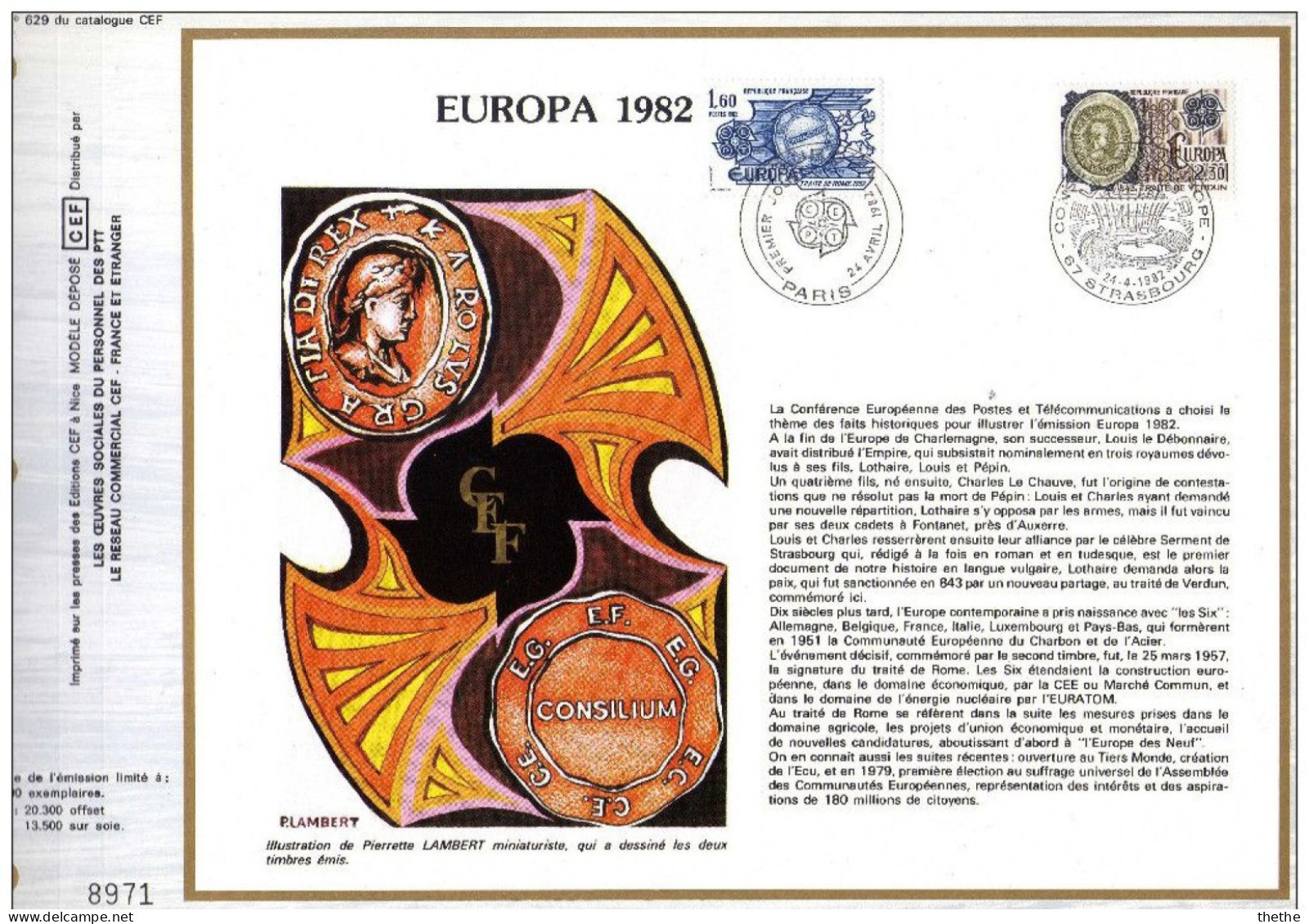 FRANCE - EUROPA : Faits Historiques - Traité De Rome 1957- Traité De Verdun 843 - N° 629 Du Catalogue CEF - 1980-1989