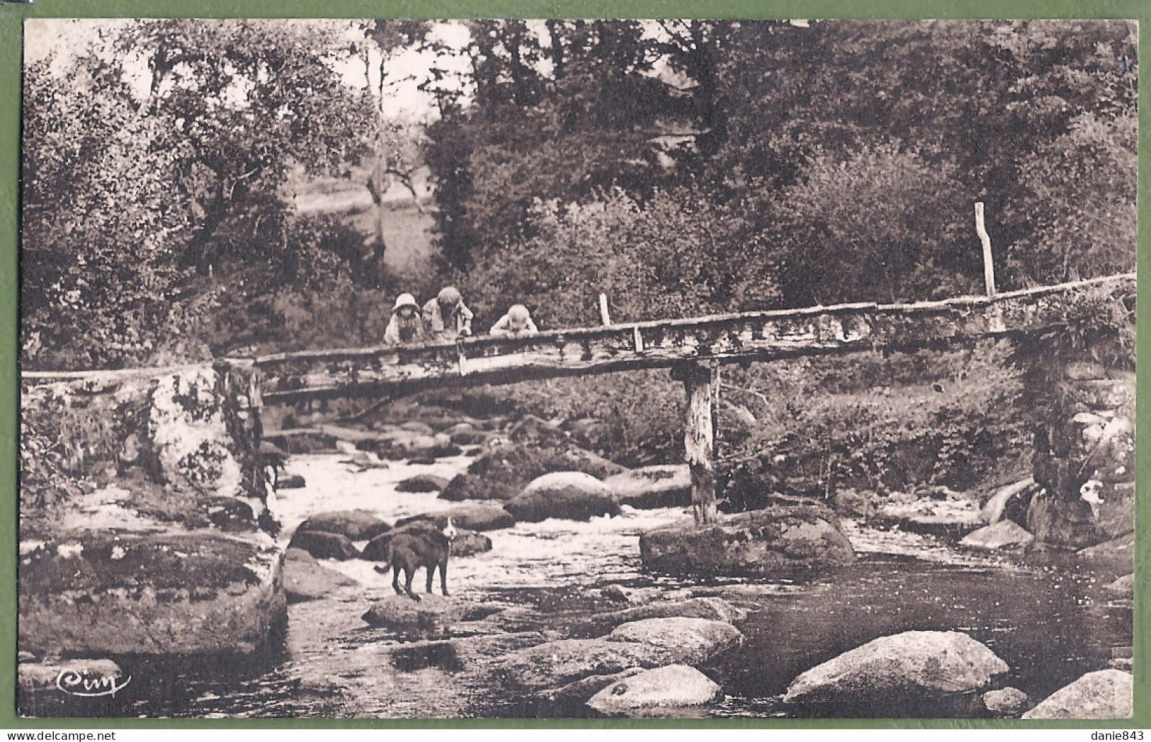 CPA - CREUSE - PASSERELLE DE LA CASCADE DES JARREAUX PRES DE ROYERE - Animation Enfants Et Chien - Royere