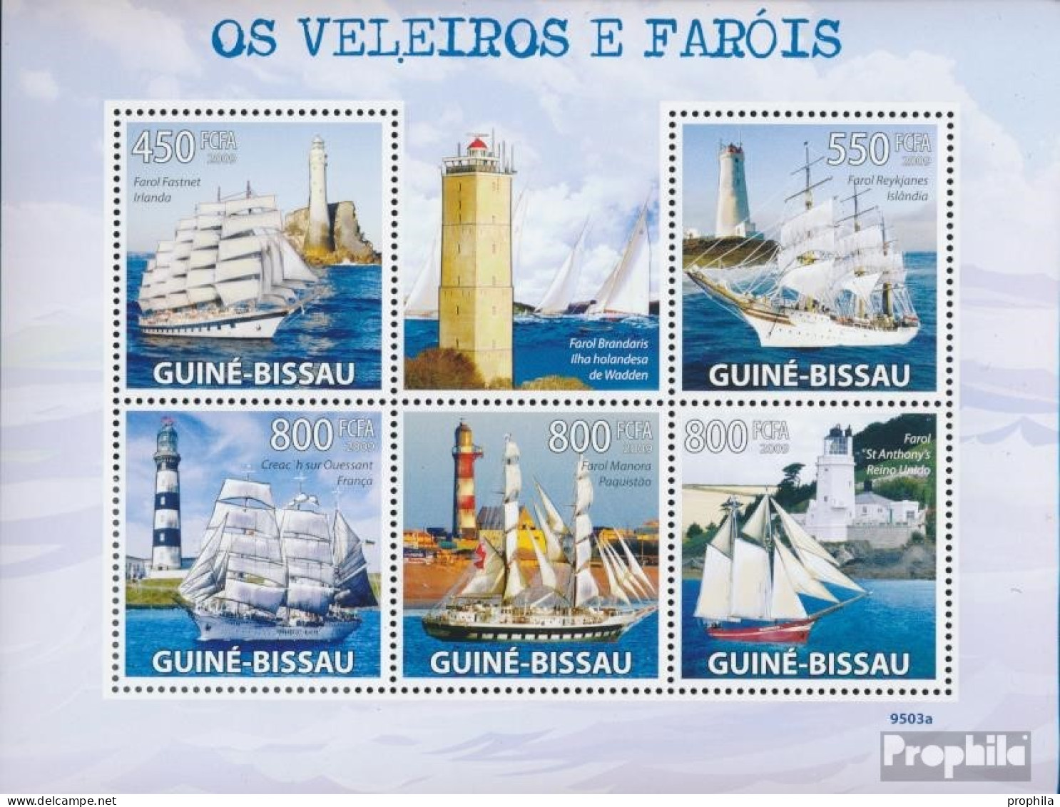 Guinea-Bissau 4384-4388 Kleinbogen (kompl. Ausgabe) Postfrisch 2009 Leuchttürme Und Segelschiffe - Guinea-Bissau