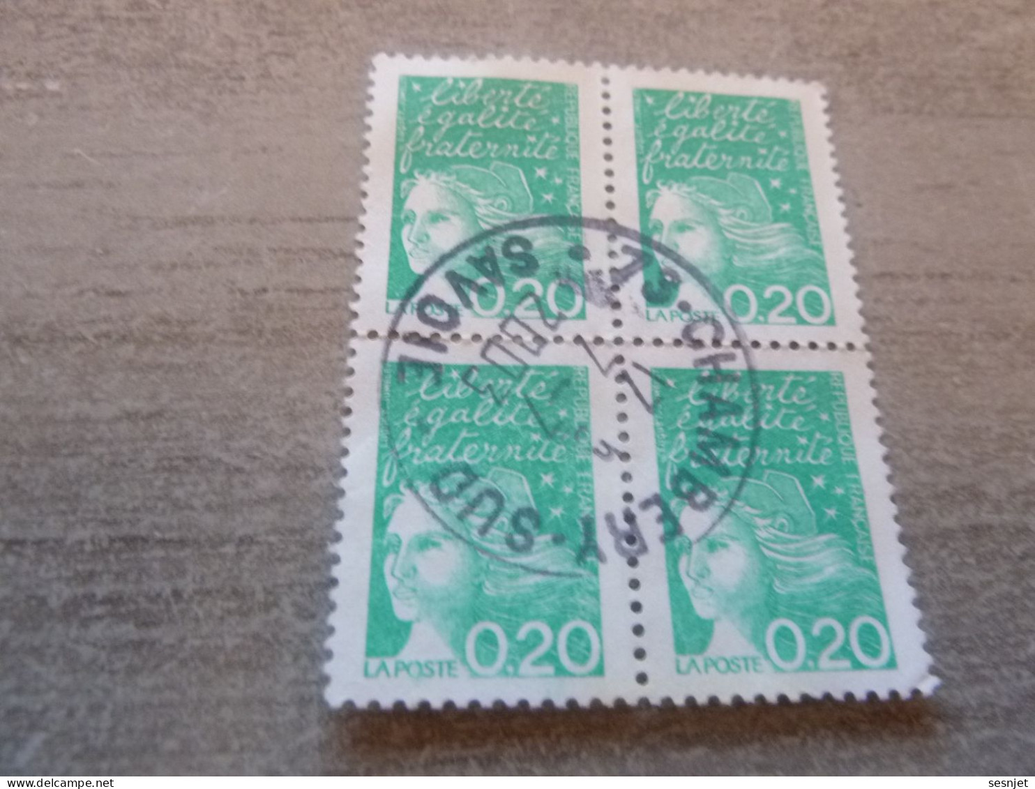 Marianne De Luquet - 20c. - Yt 3087 - Emeraude - Quadruple Oblitérés - Année 1997 - - Used Stamps