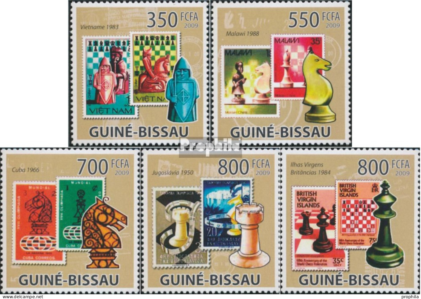 Guinea-Bissau 4279-4283 (kompl. Ausgabe) Postfrisch 2009 Schachbriefmarken - Guinée-Bissau