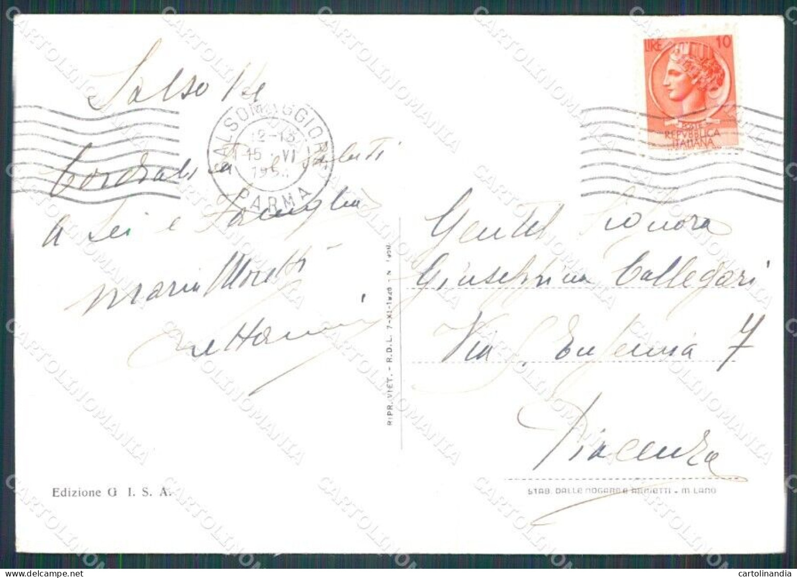 Parma Salsomaggiore Terme Berzieri PIEGHINE FG Cartolina HB4574 - Parma