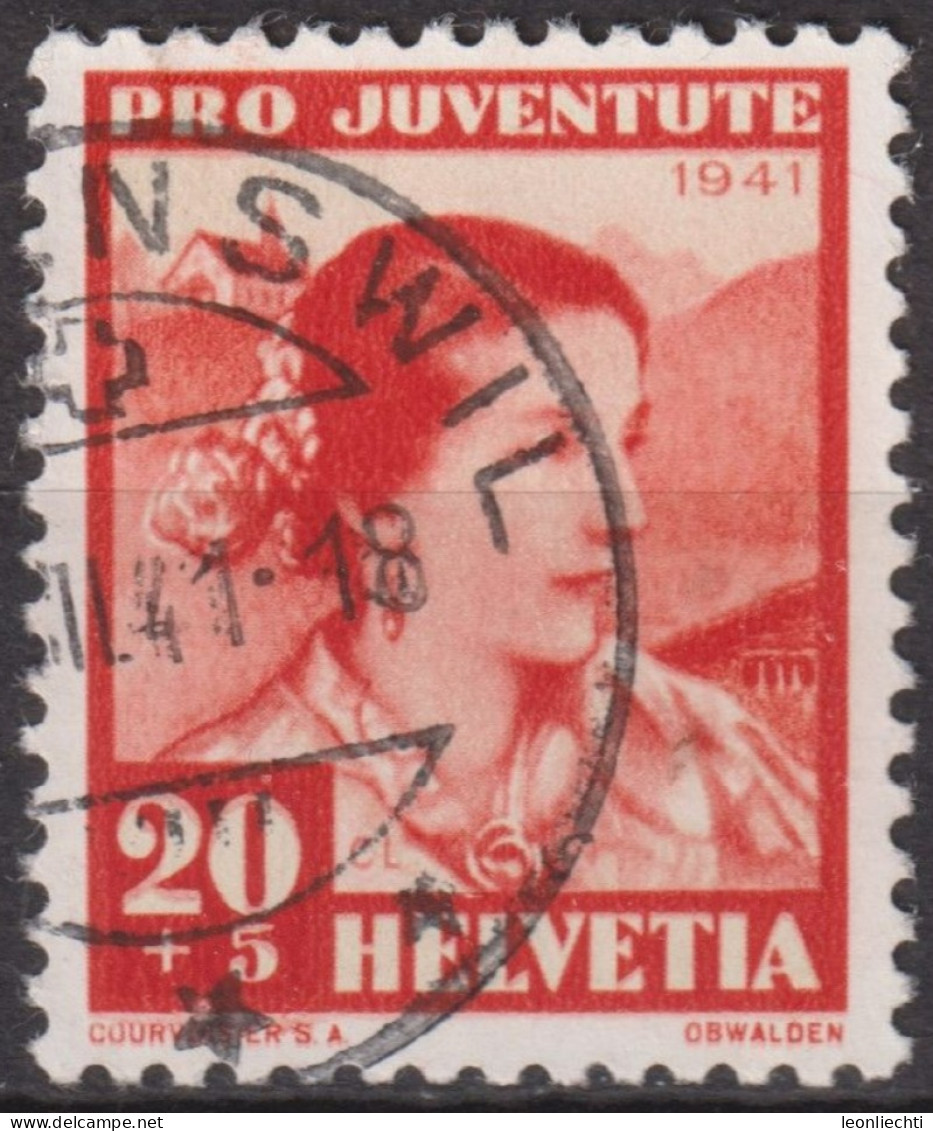 1941 Schweiz Pro Juventute ° Mi:CH 401 Yt:CH 373, Zum:CH J99, Obwaldnerin, Trachtenfrau - Gebruikt