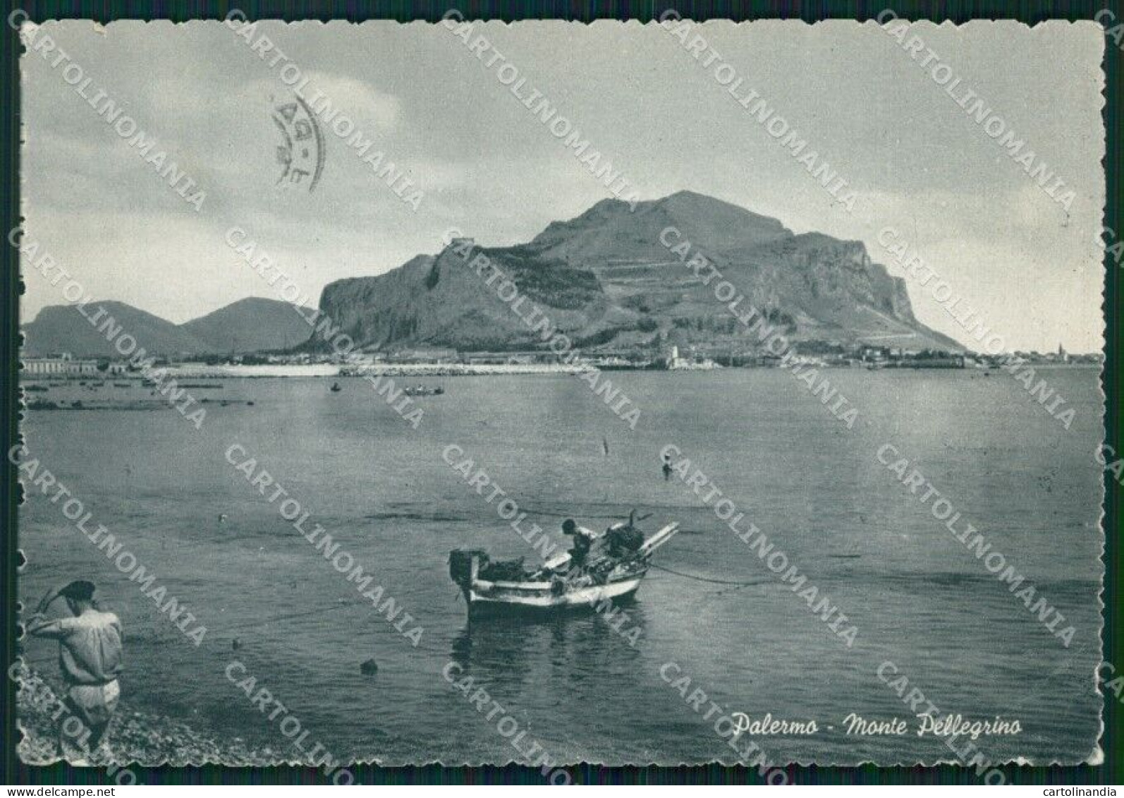 Palermo Città Monte Pellegrino Barca PIEGA FG Cartolina HB4647 - Palermo