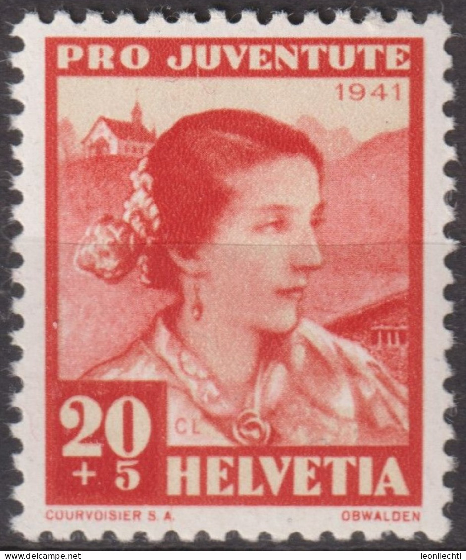 1941 Schweiz Pro Juventute ** Mi:CH 401 Yt:CH 373, Zum:CH J99, Obwaldnerin, Trachtenfrau - Unused Stamps