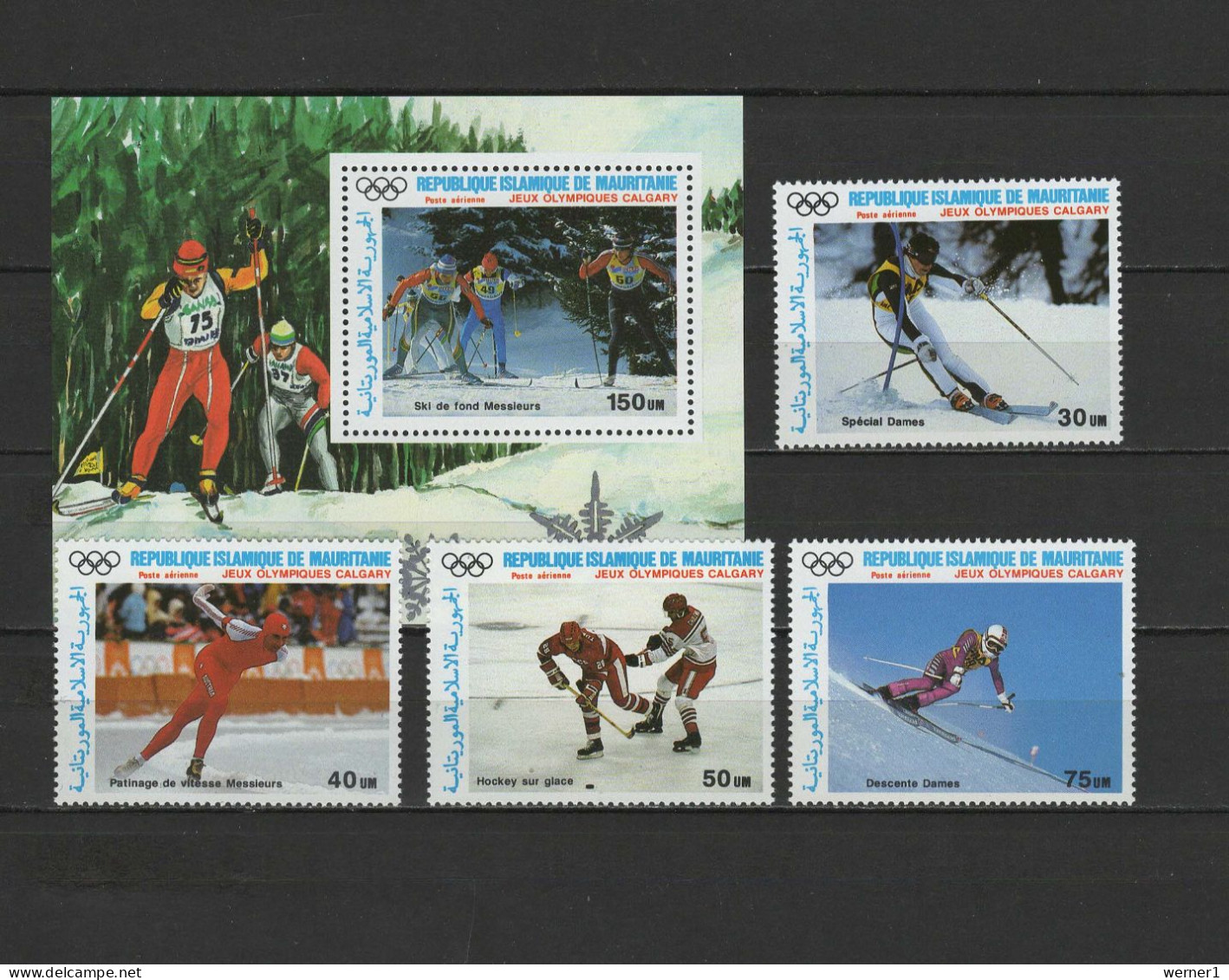 Mauritania 1987 Olympic Games Calgary Set Of 4 + S/s MNH - Hiver 1988: Calgary