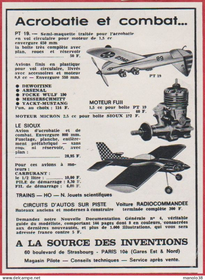 Avion Radiocommandé. A La Source Des Inventions. Jouet. 1969. - Advertising