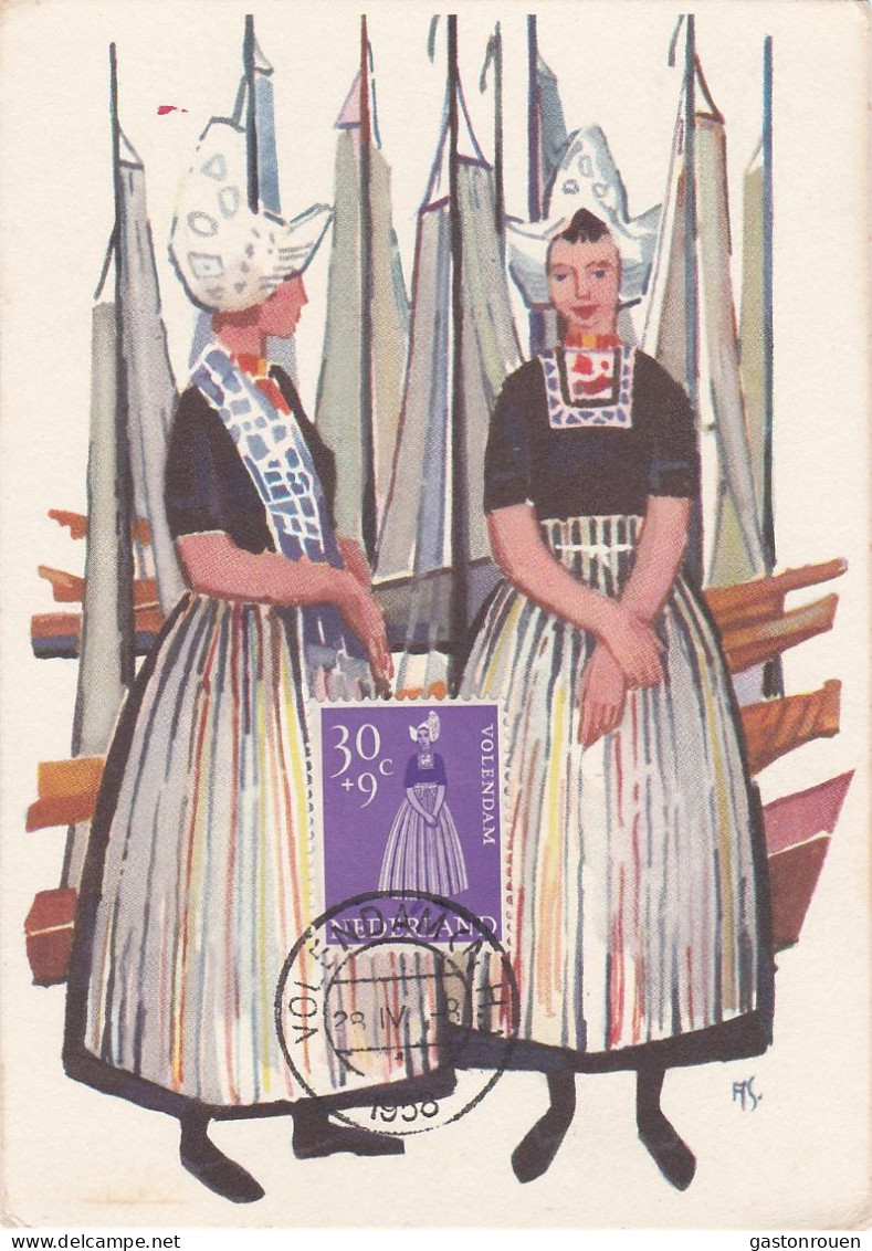 Carte Maximum Pays-Bas 1958 Costume Traditionnel - Maximumkarten (MC)