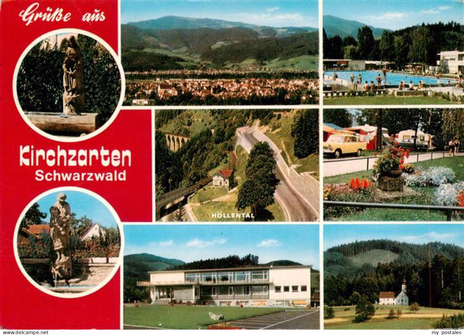 73934577 Kirchzarten Panorama Schwimmbad Hoellental Camping Kurhaus Kapelle Brun - Kirchzarten