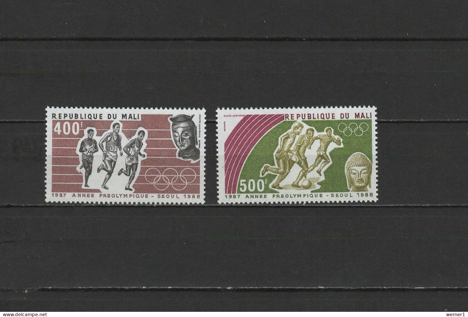 Mali 1987 Olympic Games Seoul, Football Soccer, Athletics Set Of 2 MNH - Ete 1988: Séoul