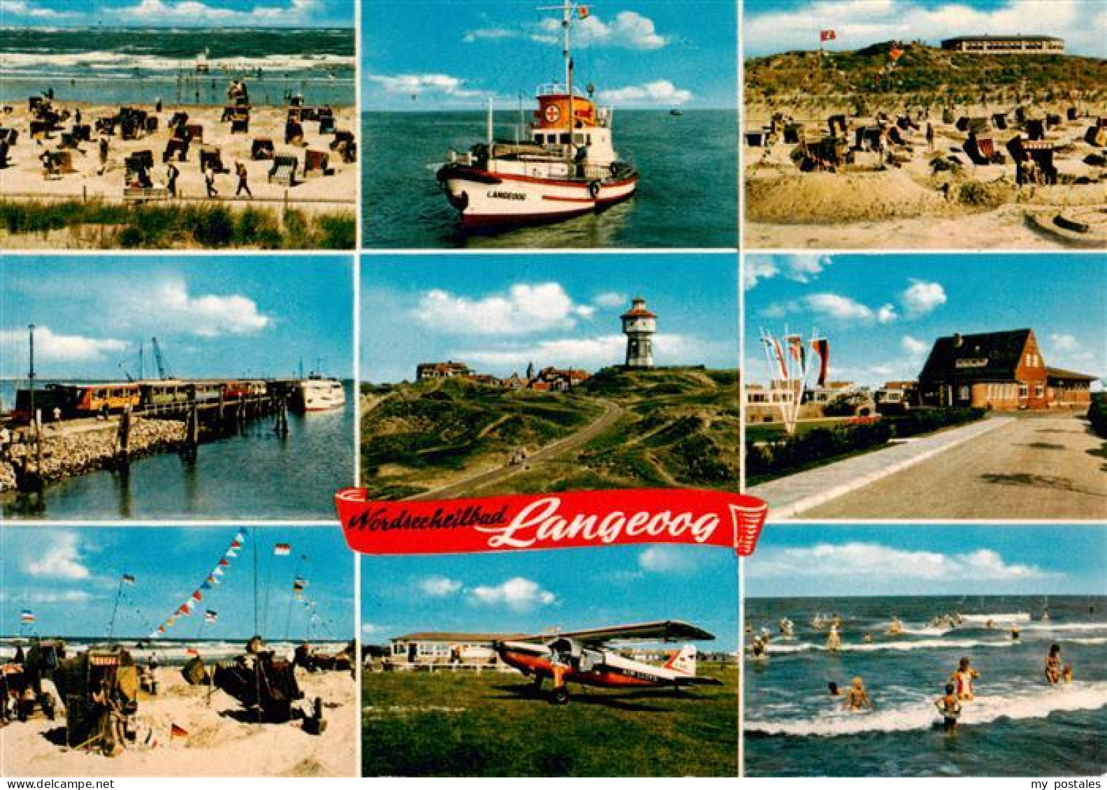 73934534 Langeoog_Nordseebad Strand Seenotkreuzer Hafen Wasserturm Flugplatz Bra - Langeoog