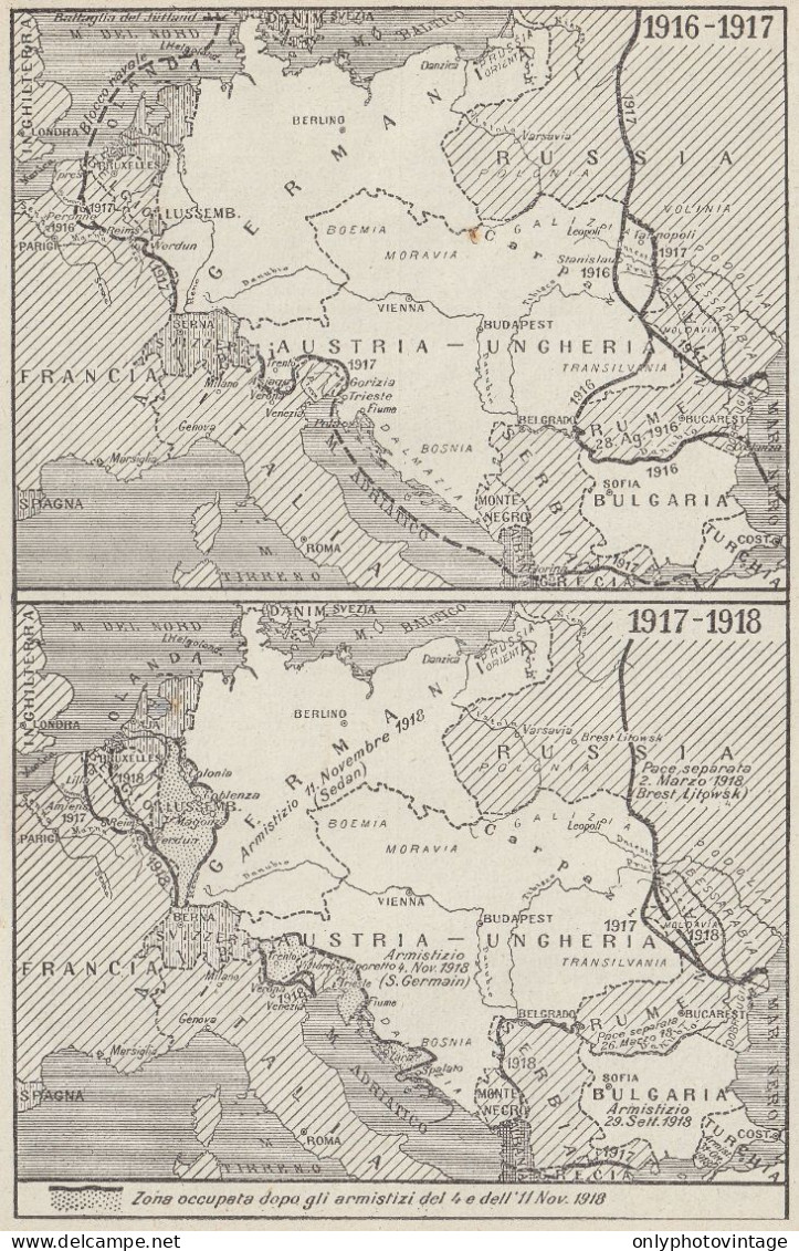 Impero Austro-Ungarico - Carta Geografica D'epoca - 1936 Vintage Map - Landkarten