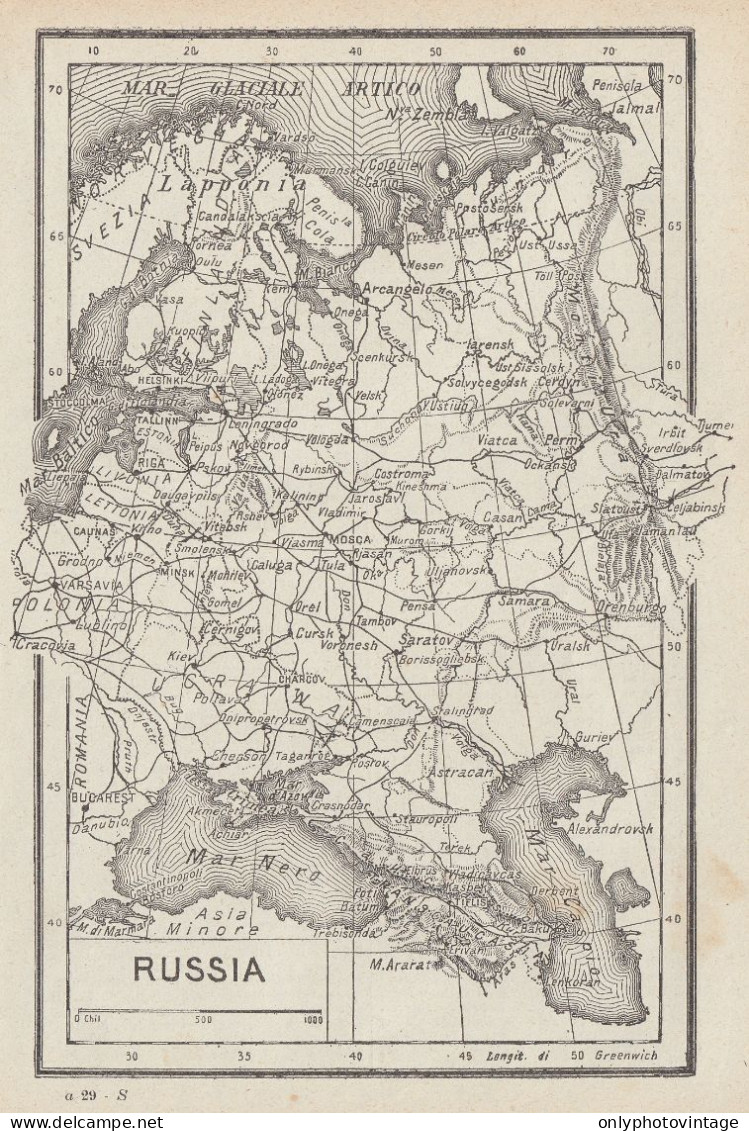 Russia - Carta Geografica D'epoca - 1936 Vintage Map - Cartes Géographiques