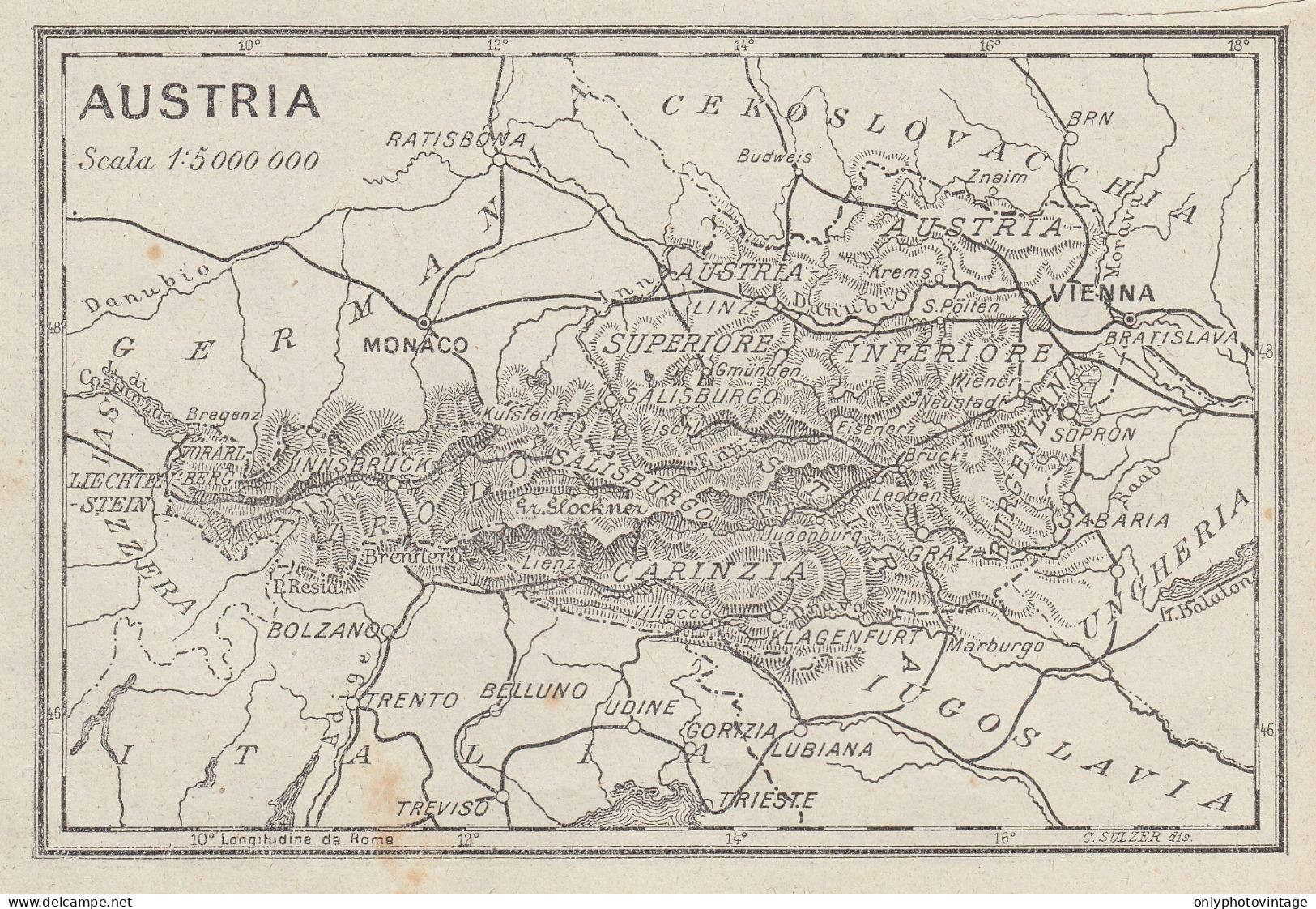 Austria - Carta Geografica D'epoca - 1936 Vintage Map - Carte Geographique