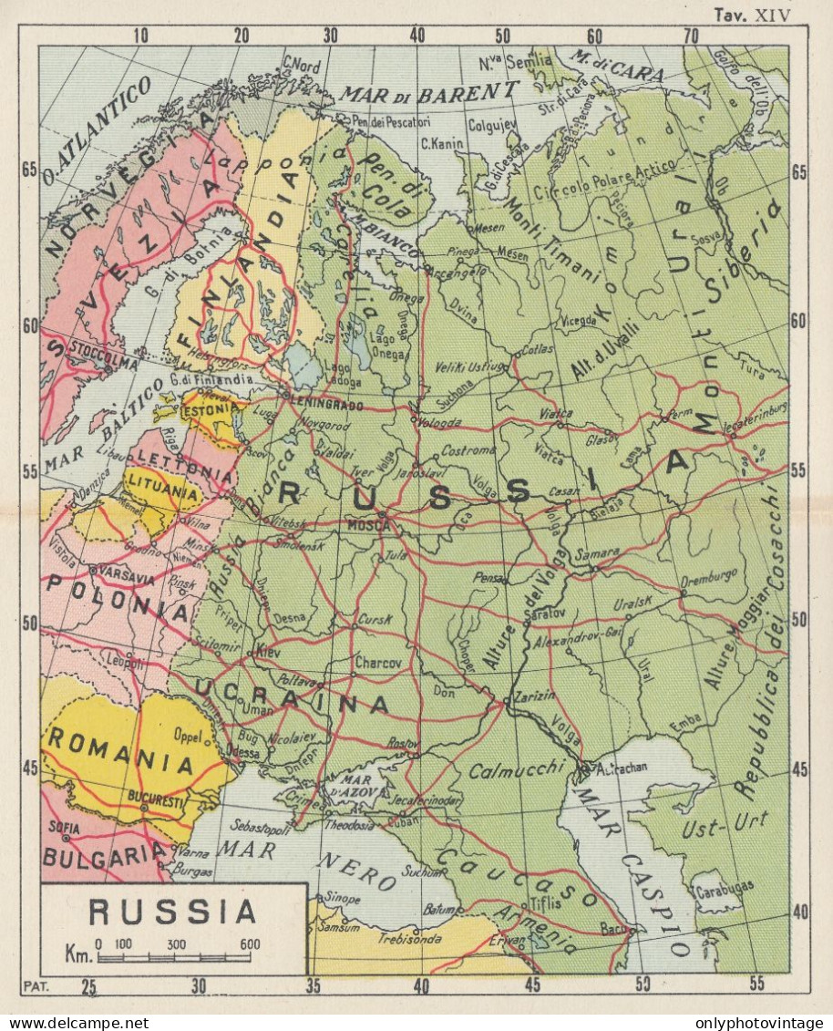 Russia - Carta Geografica D'epoca - 1933 Vintage Map - Landkarten