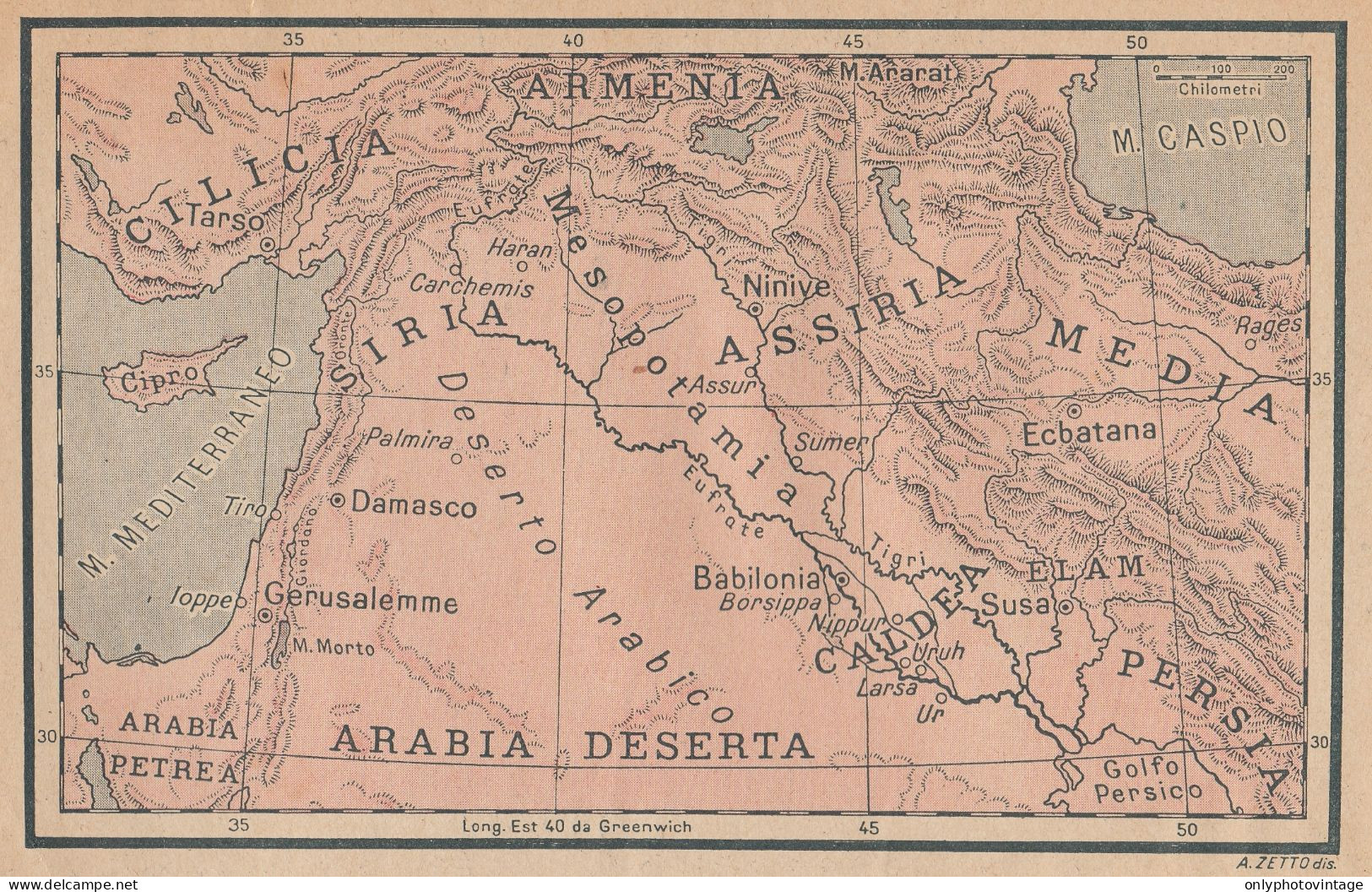 I Paesi Dei Patriarchi - Mappa Geografica D'epoca - 1942 Vintage Map - Cartes Géographiques