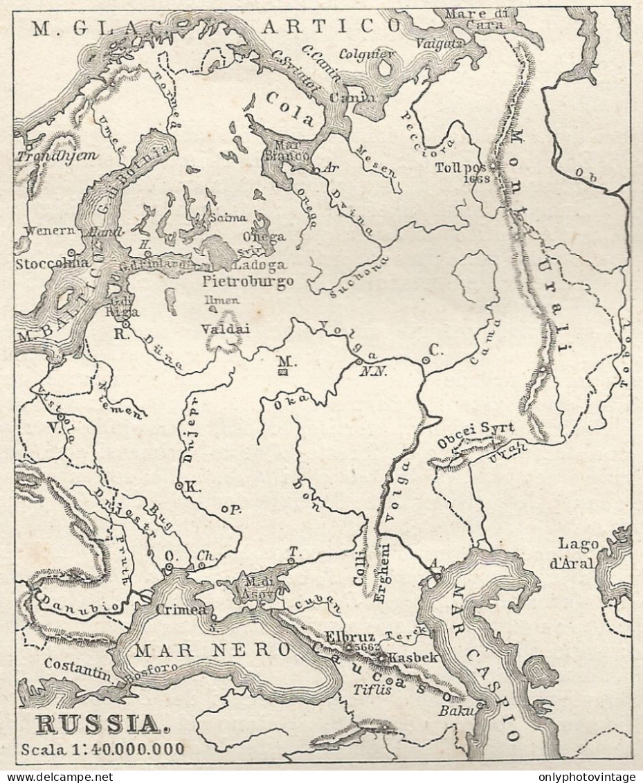 Russia - Mappa Geografica D'epoca - 1913 Vintage Map - Carte Geographique