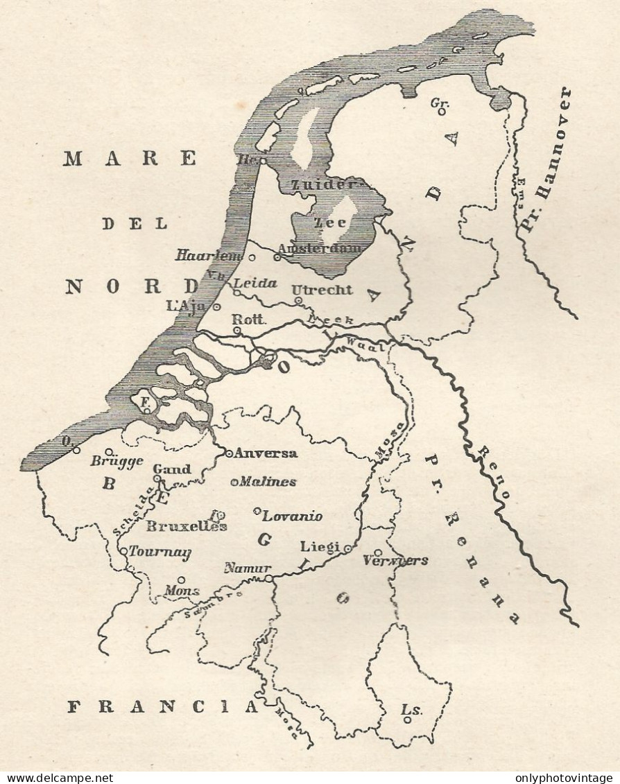 Belgium - Belgio - Mappa Geografica D'epoca - 1913 Vintage Map - Cartes Géographiques