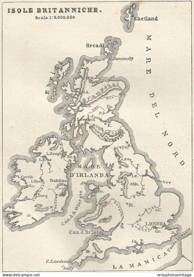 Great Britain - Isole Britanniche - Mappa Geografica D'epoca - 1913 Map - Cartes Géographiques