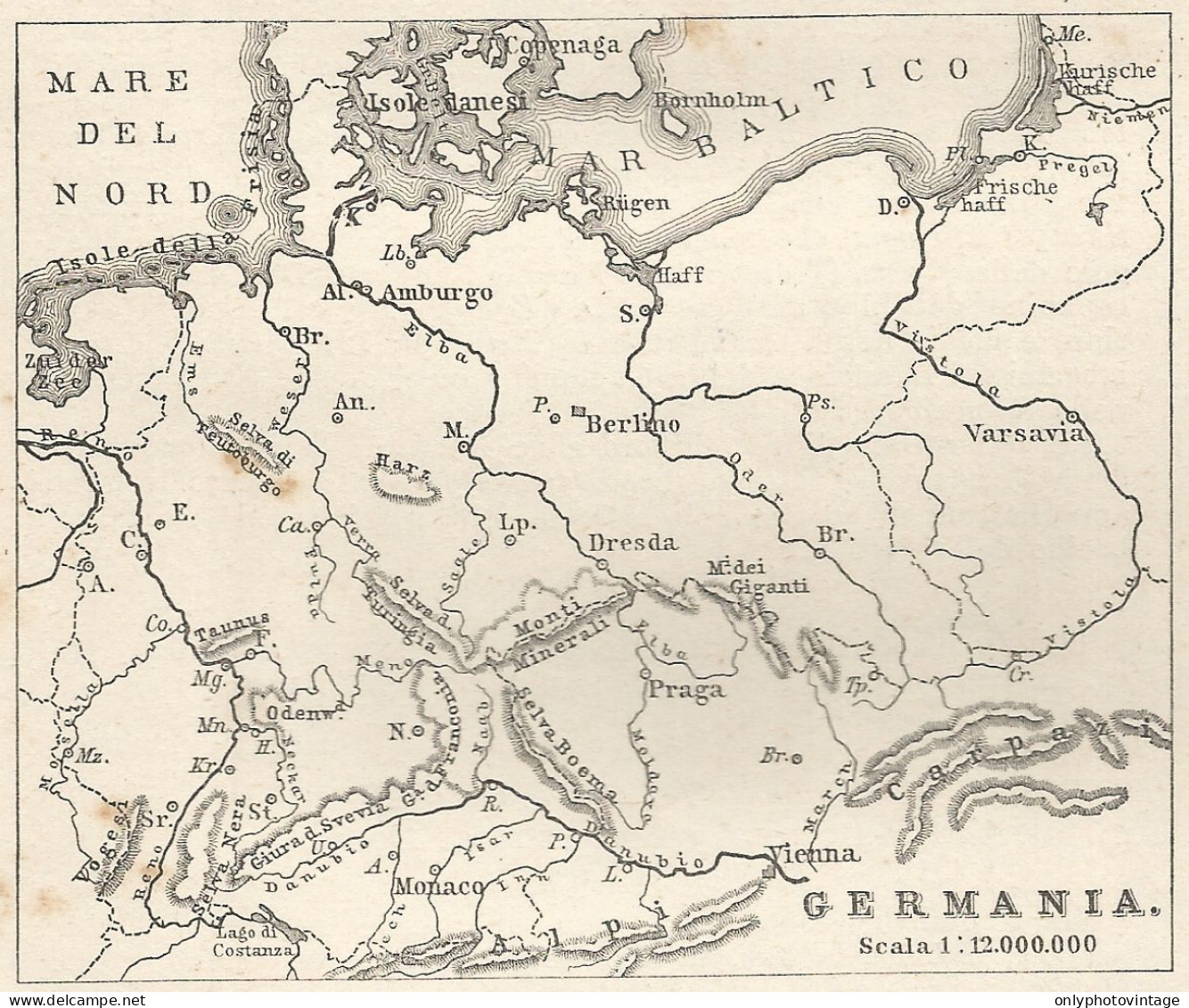 Germania - Mappa Geografica D'epoca - 1913 Vintage Map - Carte Geographique