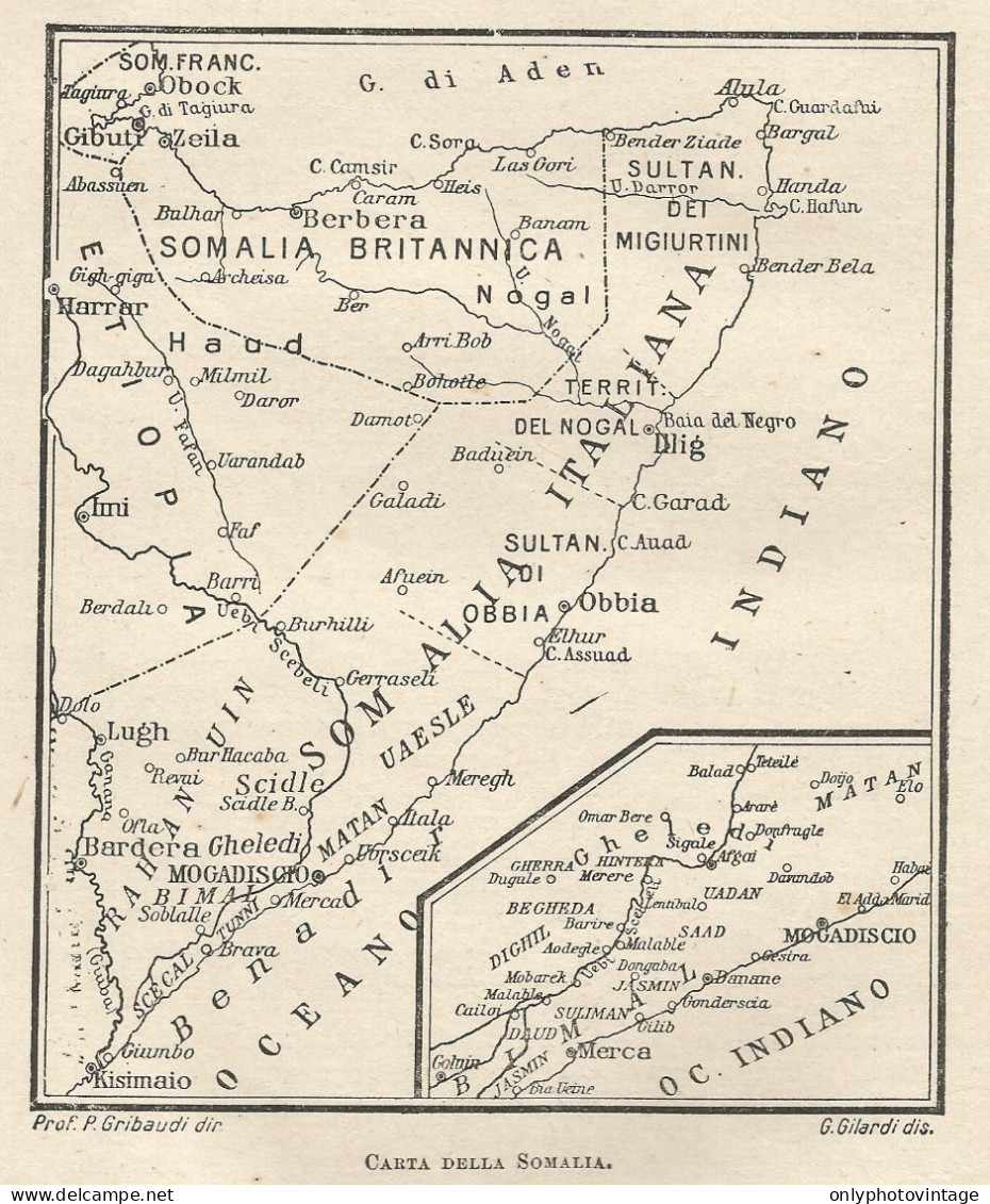 Somalia - Mappa D'epoca - 1922 Vintage Map - Landkarten